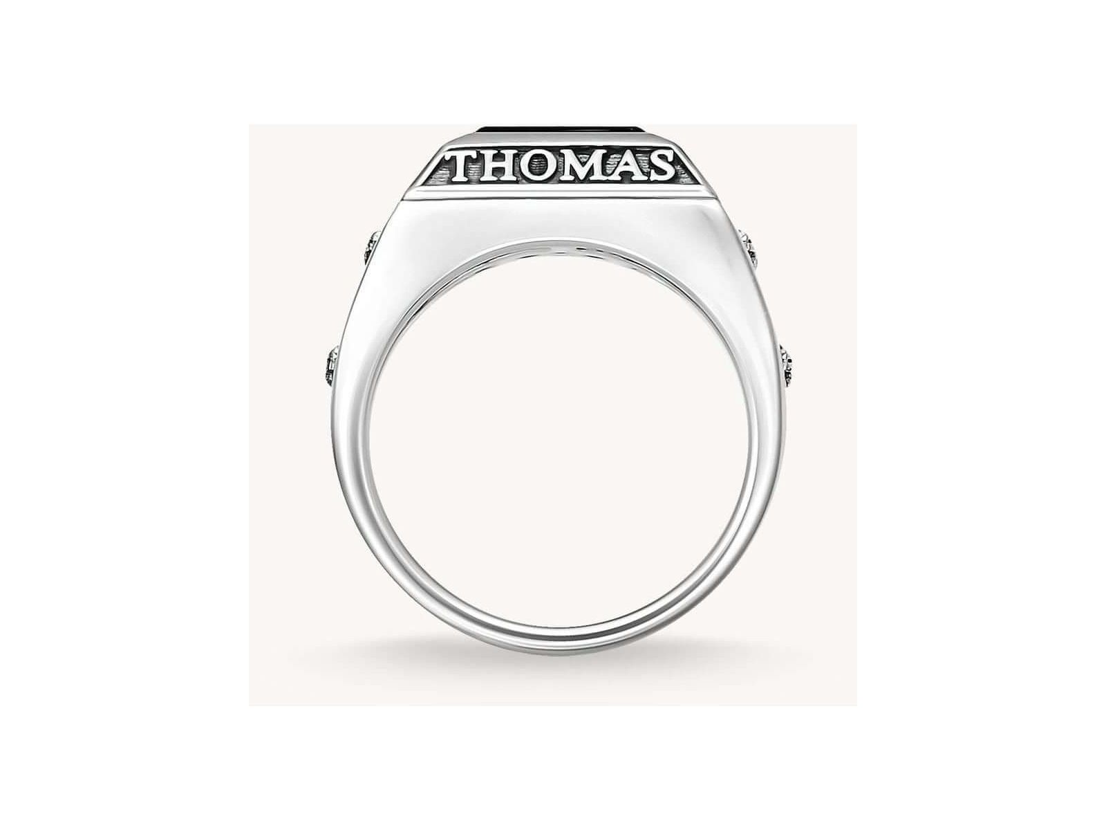 Bague collège ring by THOMAS SABO featuring a sleek silver design with engraved logo and classic aesthetic.