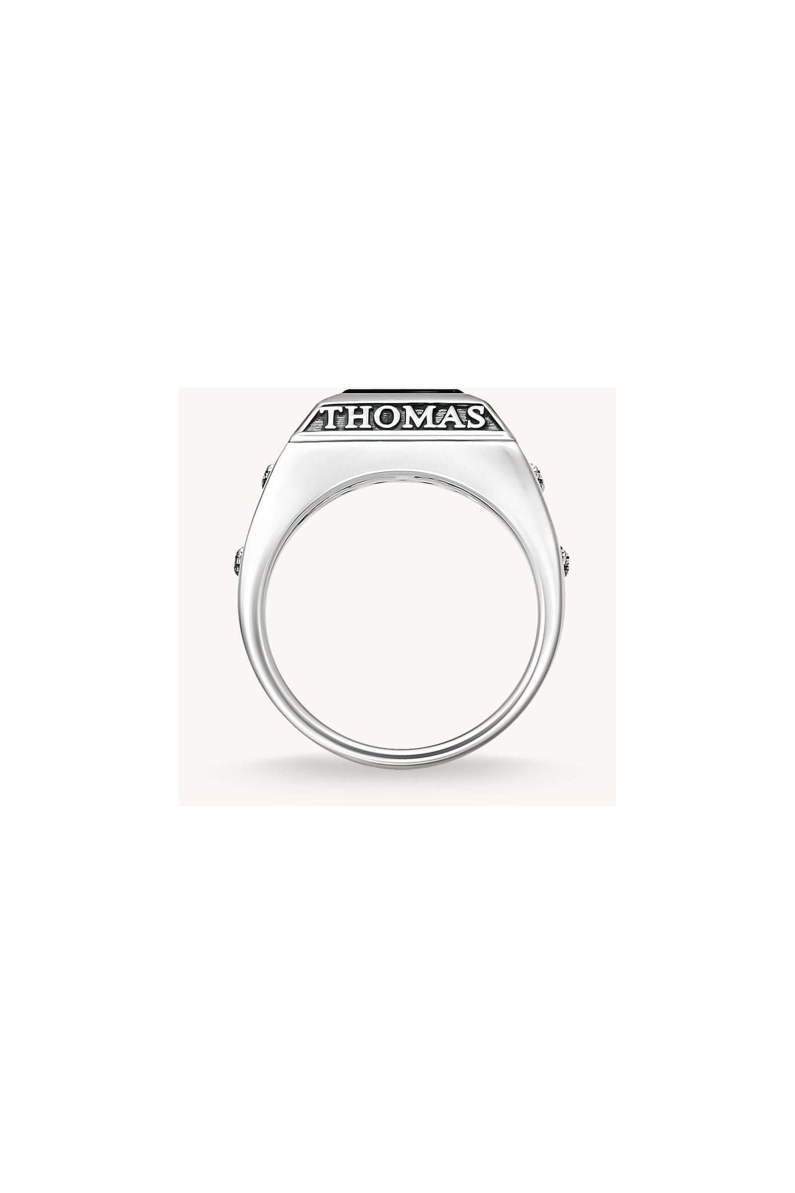 Bague collège ring by THOMAS SABO featuring a sleek silver design with engraved logo and classic aesthetic.