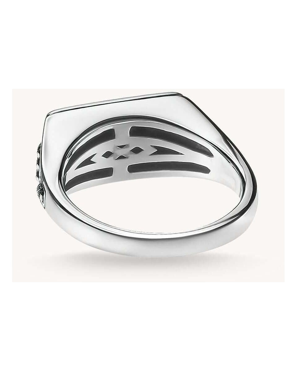 Bague collège ring en argent, design iconique avec gravure, inspirée des bagues universitaires américaines.