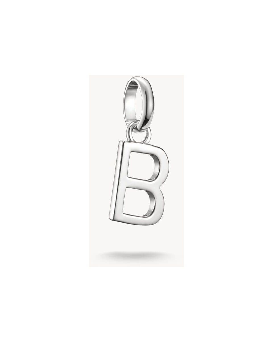 Pendentif charm lettre B en argent 925 recyclé, design moderne pour personnaliser vos bijoux.