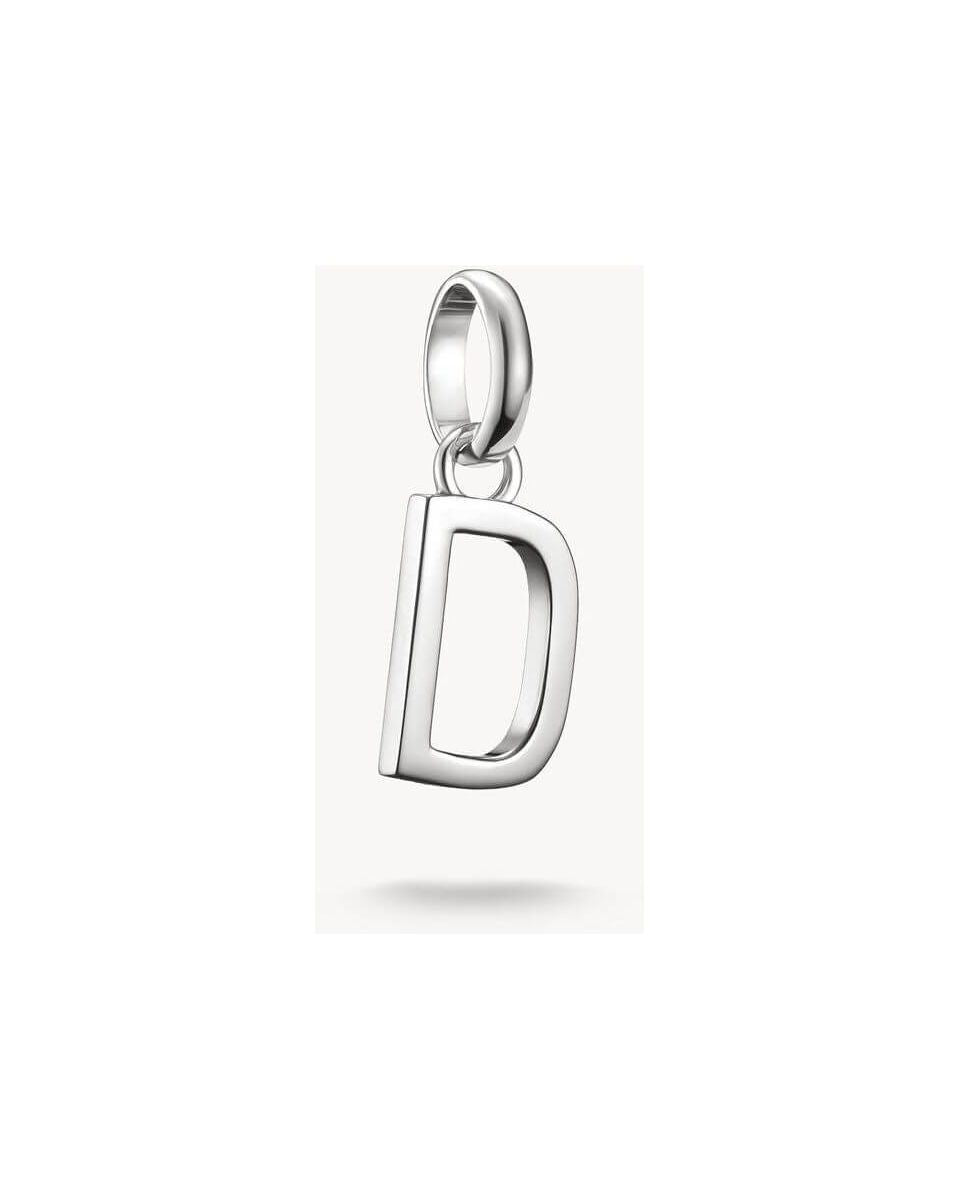 Charm pendentif en argent 925 recyclé en forme de lettre D, idéal pour personnaliser bijoux.