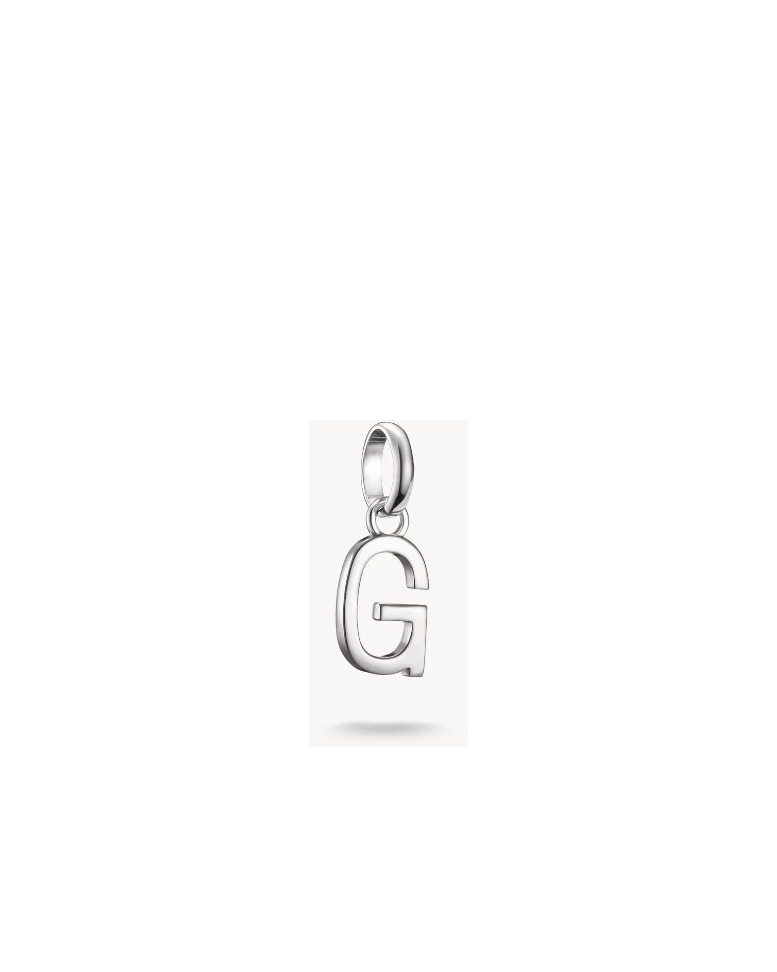 Pendentif charm lettre G en argent 925, accessoire personnalisé pour bijoux, design moderne et élégant.