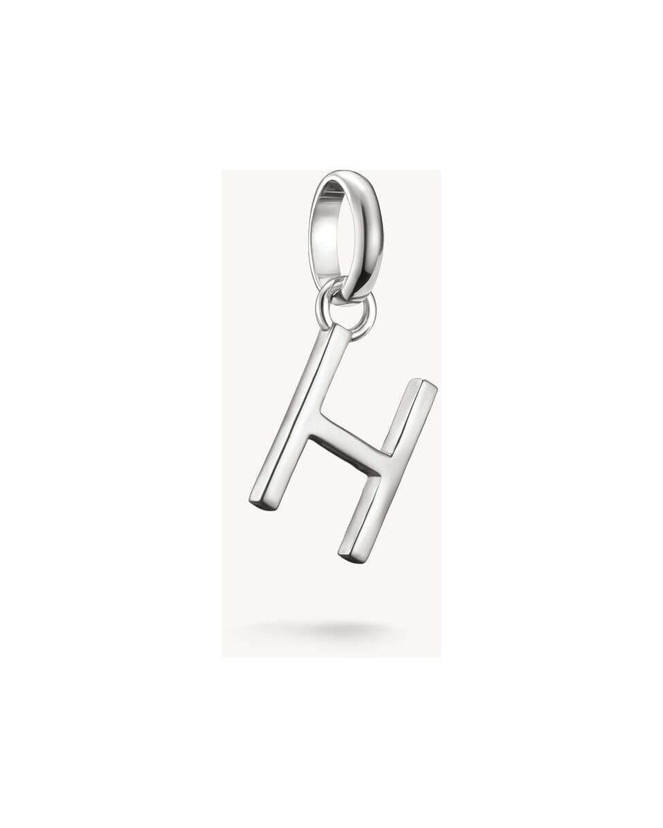 Pendentif charm lettre H en argent 925 recyclé, design rectiligne pour personnaliser vos bijoux.