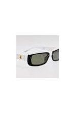 Lunettes de soleil Flick en blanc avec verres verts, élégance et protection UV à 100%, design unisexe.