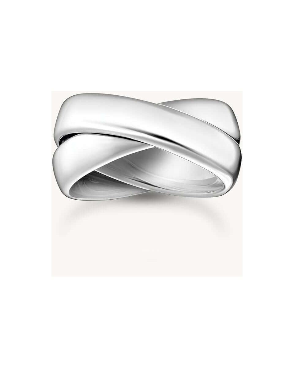 Bagues duo large argent en argent recyclé, design élégant et entrelacé, taille ajustable, bijou intemporel.