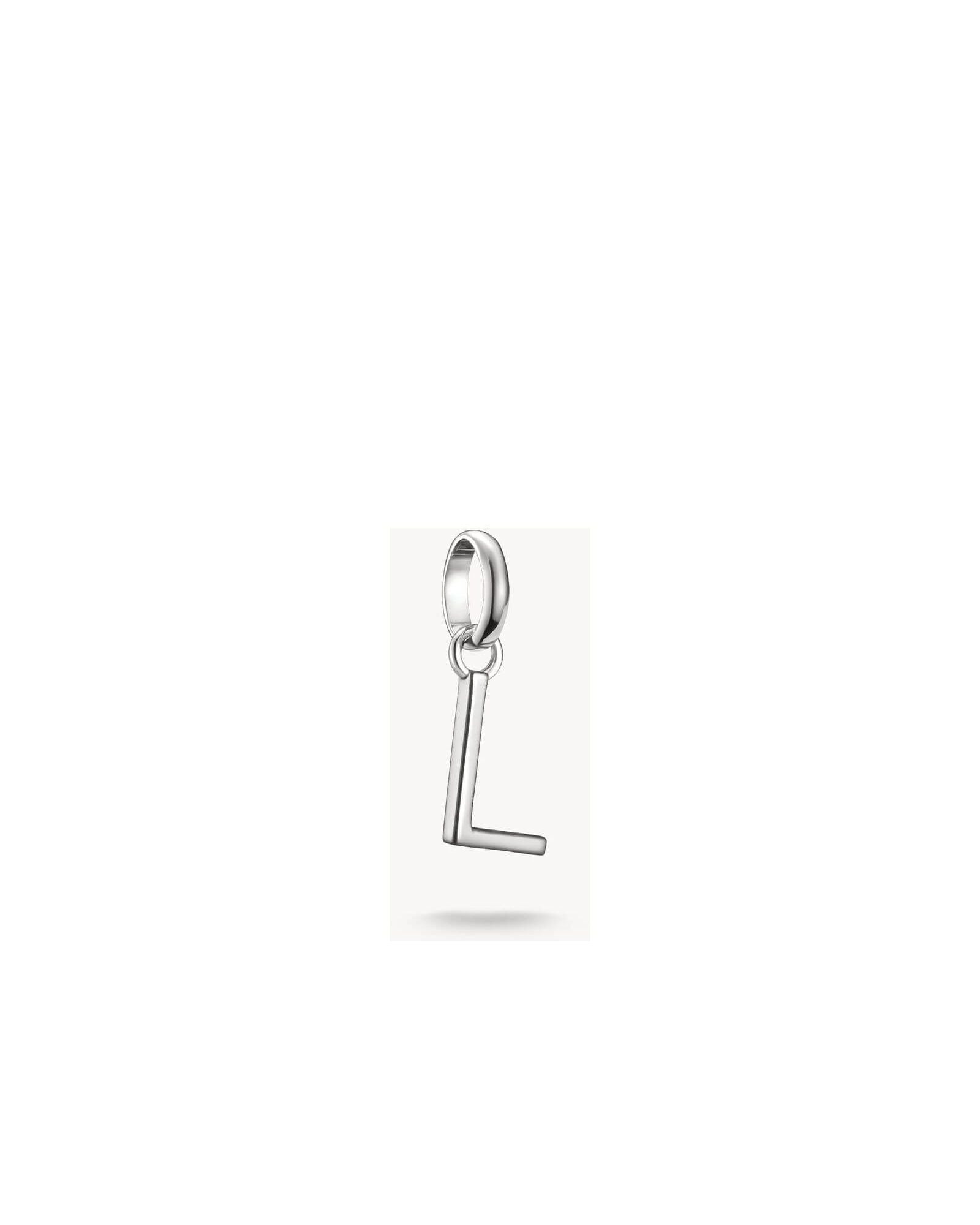 Pendentif charm en argent 925 en forme de lettre L, design rectiligne, idéal pour personnaliser vos bijoux.
