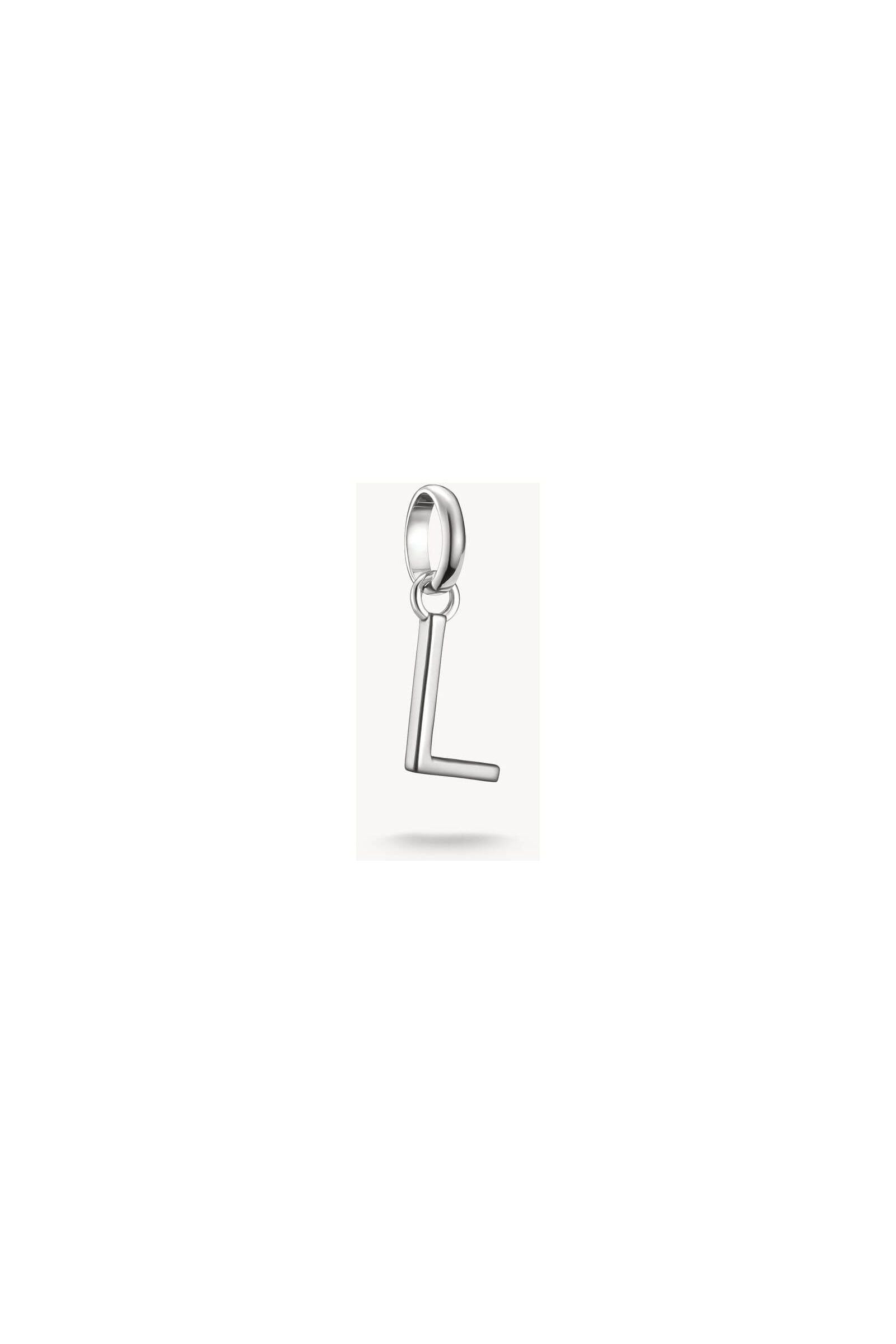 Pendentif charm en argent 925 en forme de lettre L, design rectiligne, idéal pour personnaliser vos bijoux.