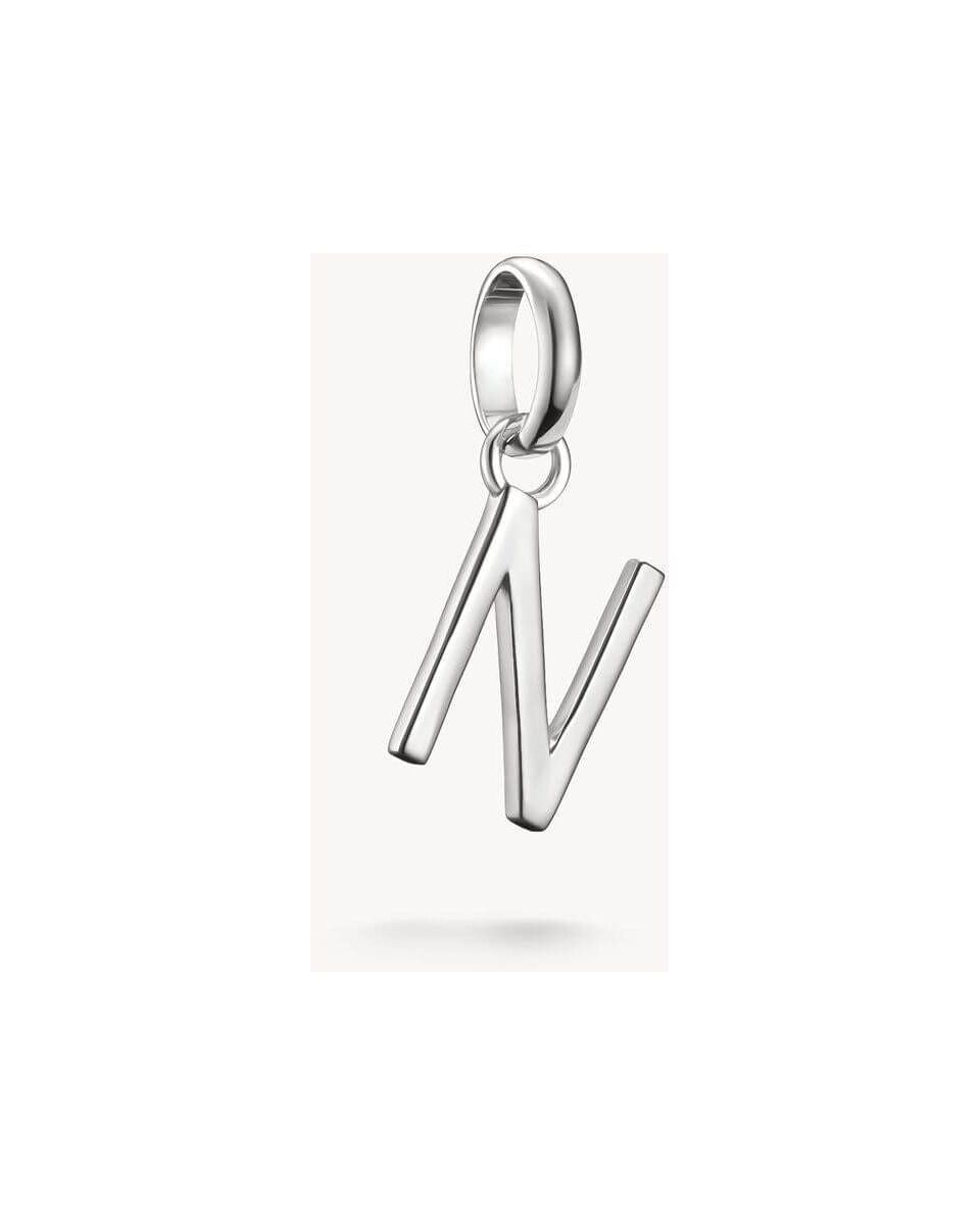 Pendentif charm lettre N en argent 925 recyclé, design moderne pour personnaliser bijoux.