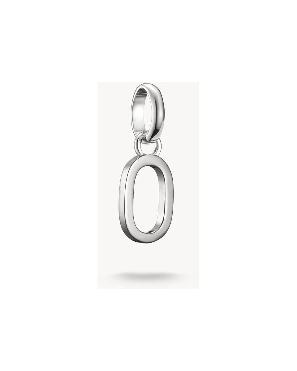 Pendentif charm argent en forme de lettre 'O', design rectiligne, pour personnaliser bijoux.