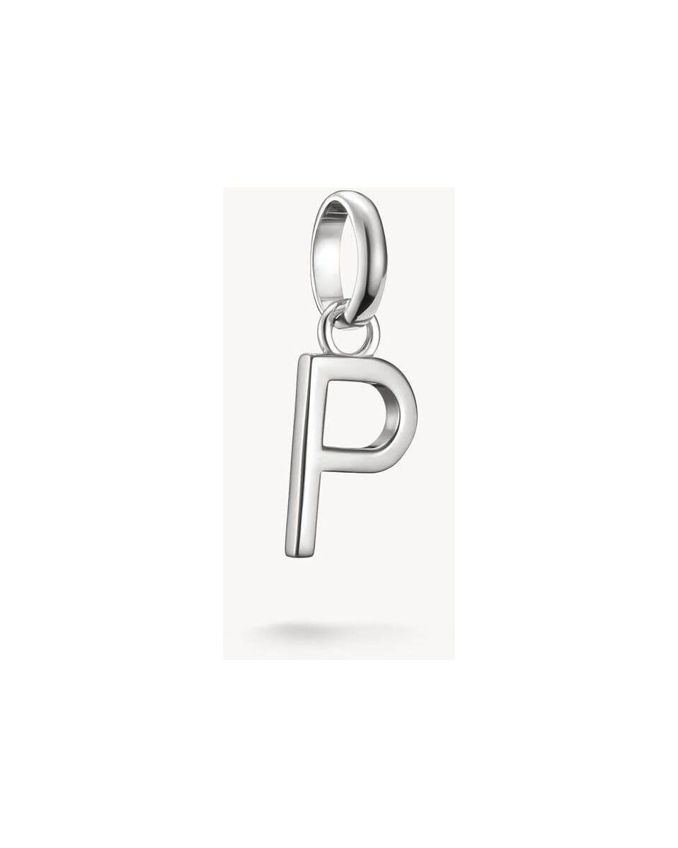 Pendentif charm en argent 925 en forme de lettre P, idéal pour personnaliser des bijoux.