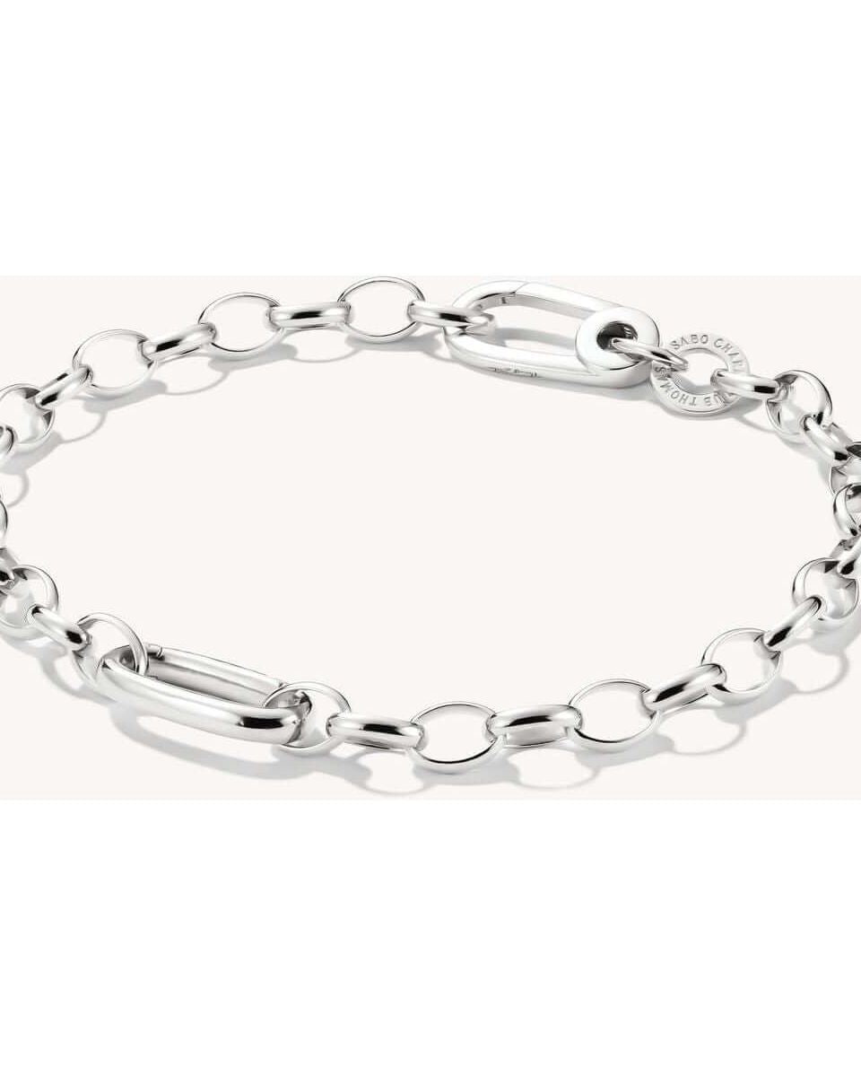 Bracelet charm en argent recyclé avec maillons et Connect Link, parfait pour personnaliser avec des pendentifs.