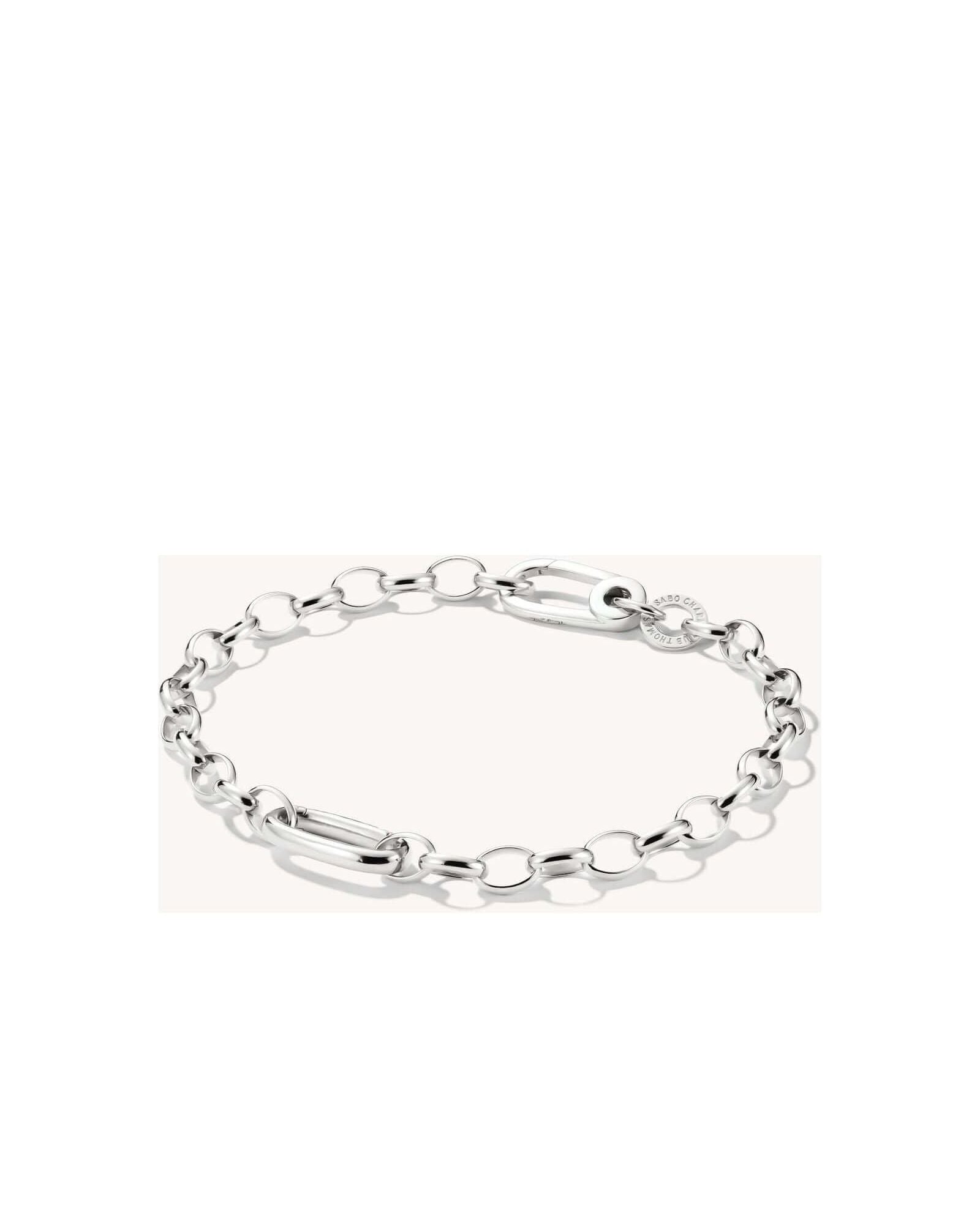 Bracelet charm en argent recyclé avec maillons et Connect Link, parfait pour personnaliser avec des pendentifs.