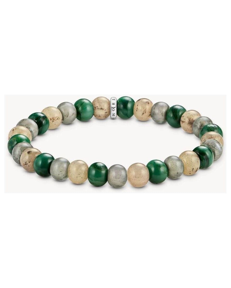 Bracelet en pierres ovales de 9 mm en labradorite, jade et jaspe, élégant bijou en perles stretch.