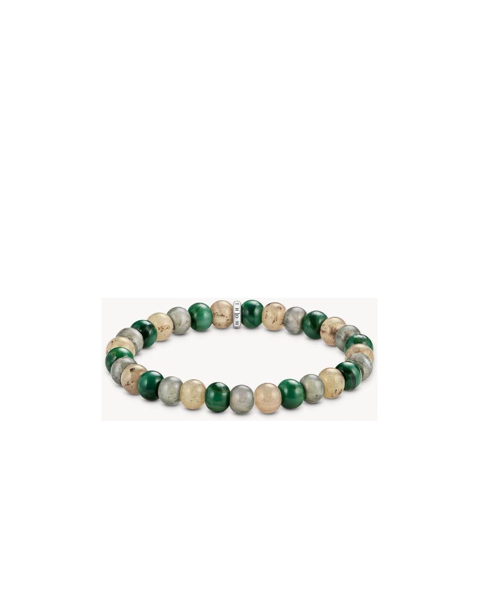 Bracelet en pierres ovales de 9 mm en labradorite, jade et jaspe, élégant bijou en perles stretch.