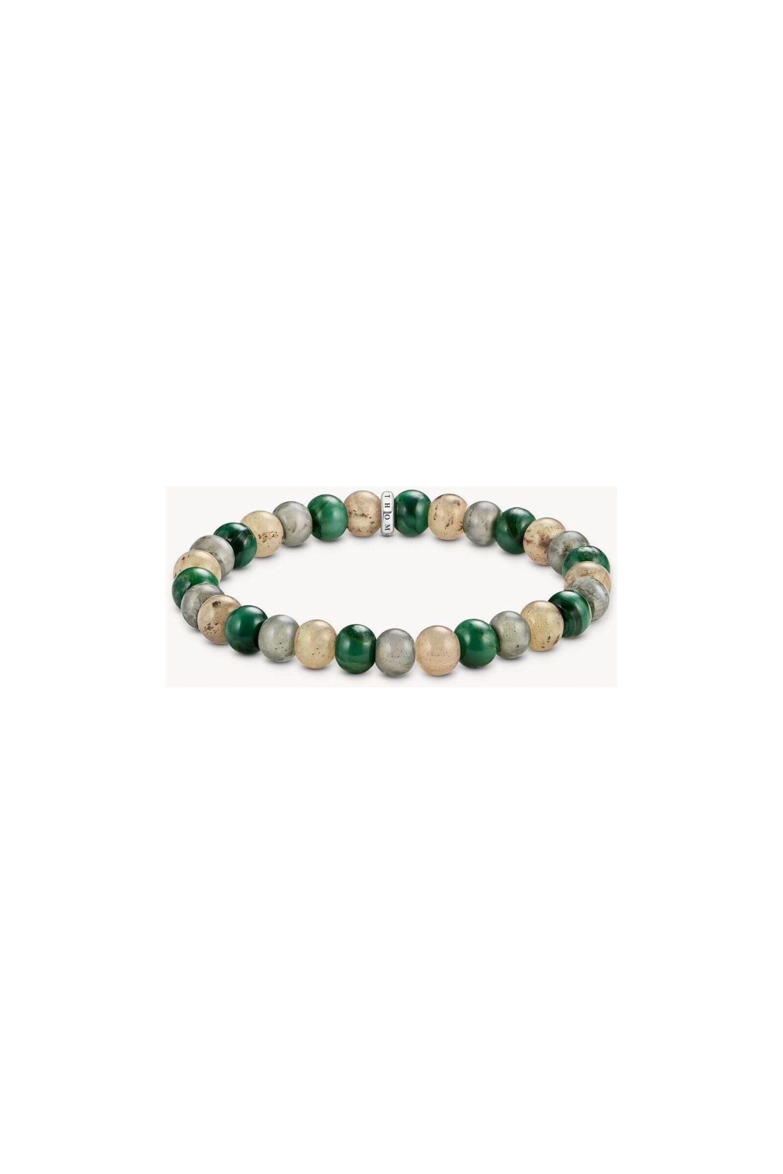 Bracelet en pierres ovales de 9 mm en labradorite, jade et jaspe, élégant bijou en perles stretch.