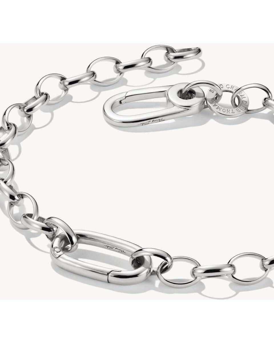 Bracelet charm en argent recyclé avec maillons et fermoir mousqueton, élégant et durable pour personnaliser votre style.
