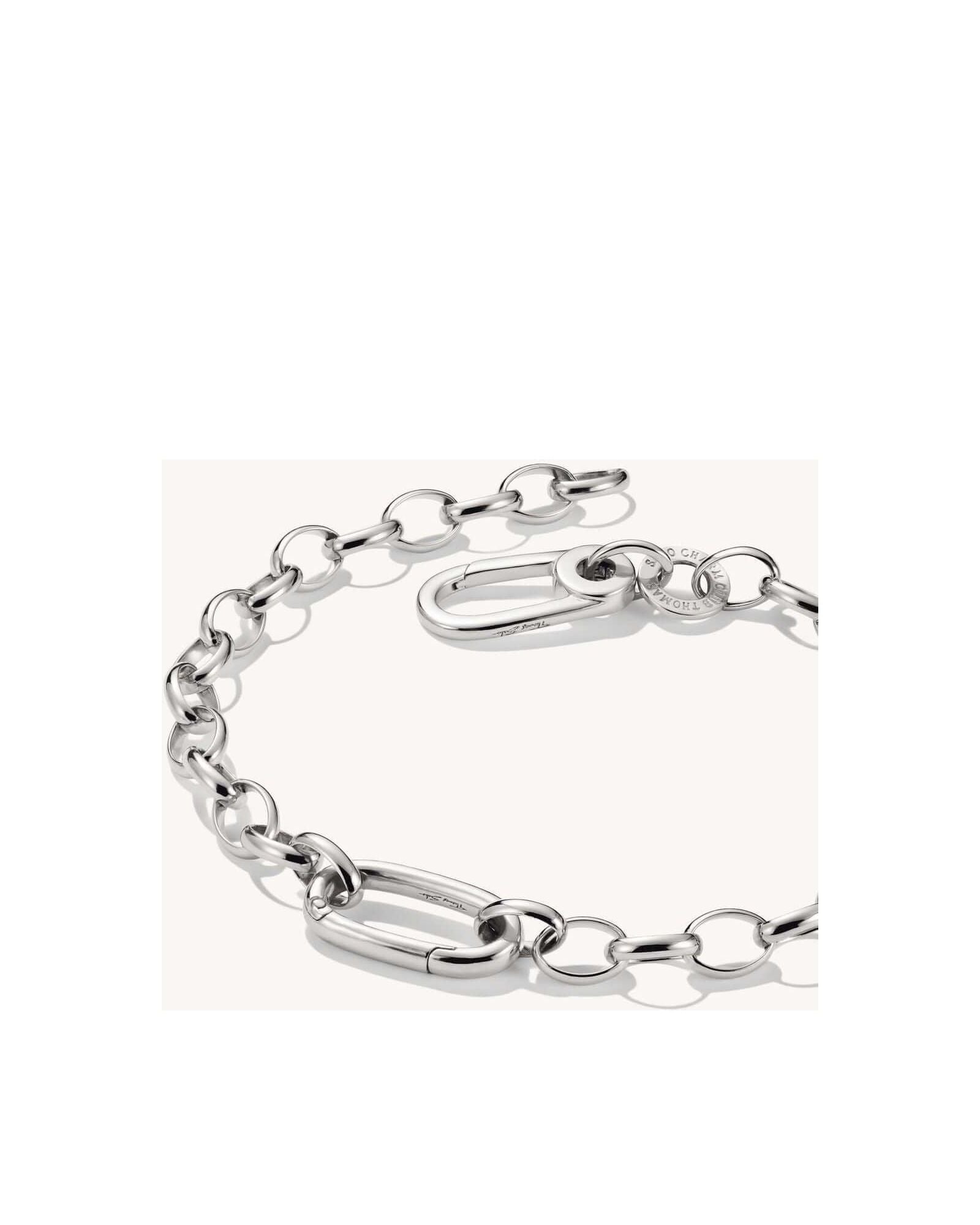 Bracelet charm en argent recyclé avec maillons et fermoir mousqueton, élégant et durable pour personnaliser votre style.