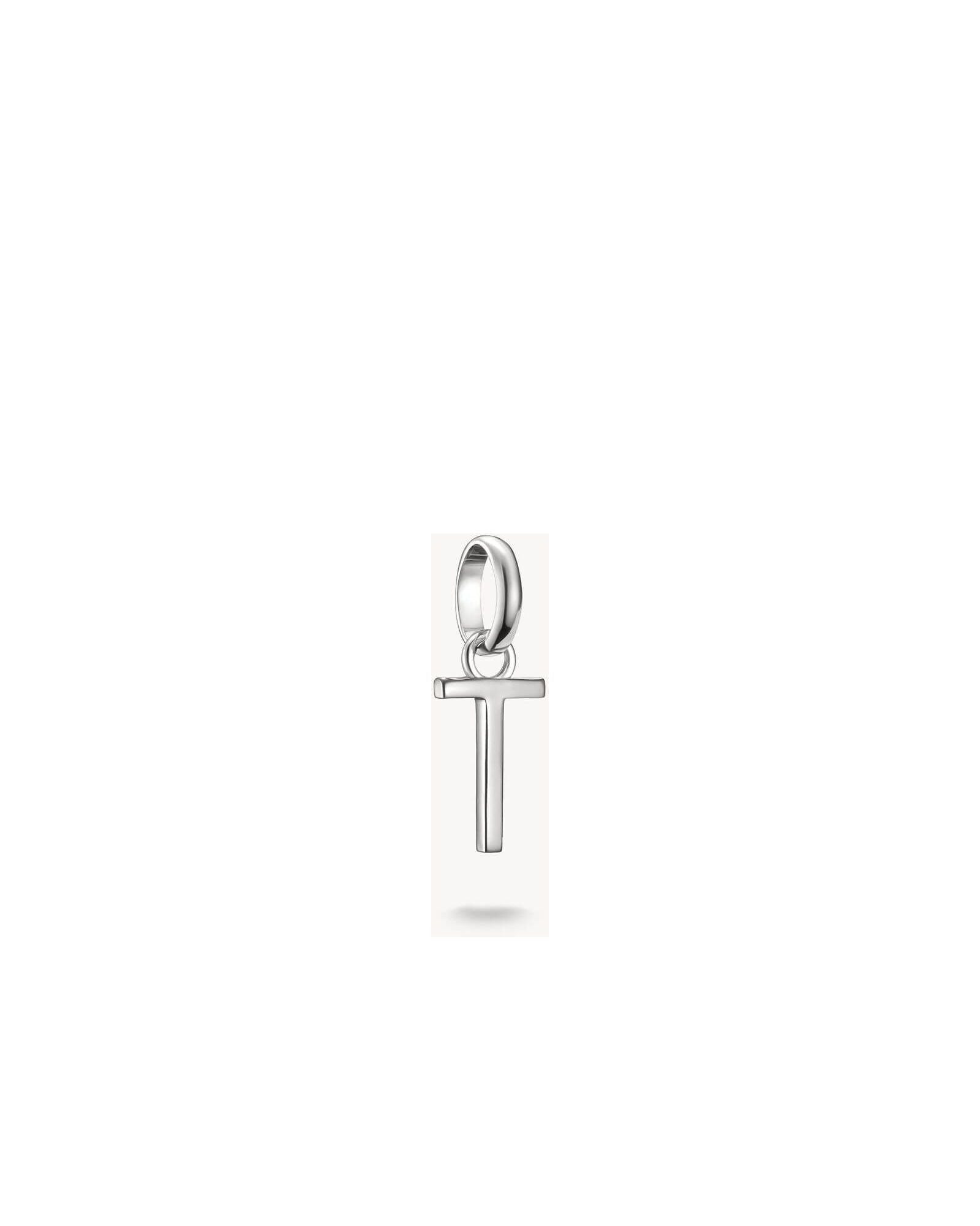 Pendentif charm lettre en argent 925 recyclé, design rectiligne, idéal pour personnaliser vos bijoux.
