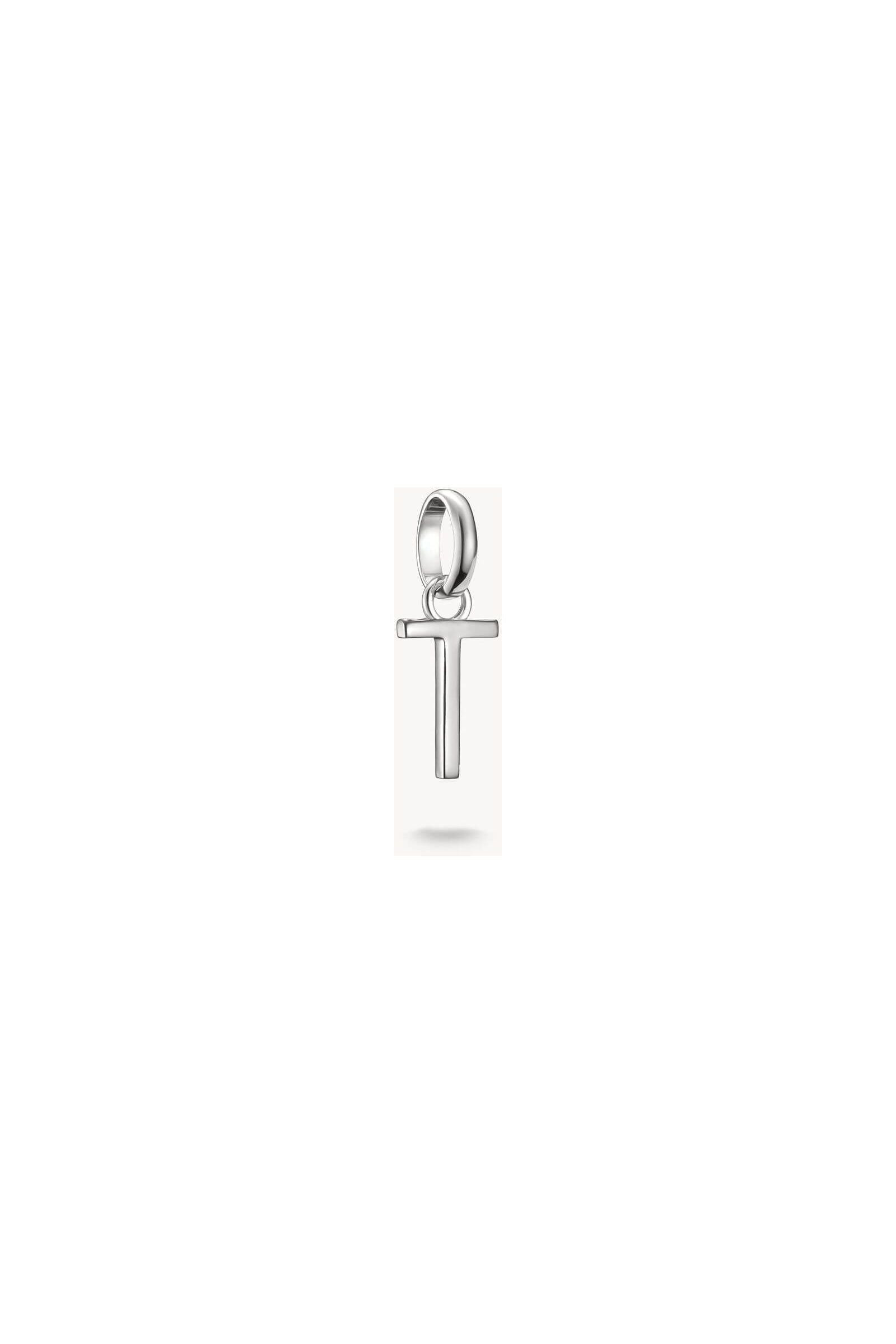 Pendentif charm lettre en argent 925 recyclé, design rectiligne, idéal pour personnaliser vos bijoux.