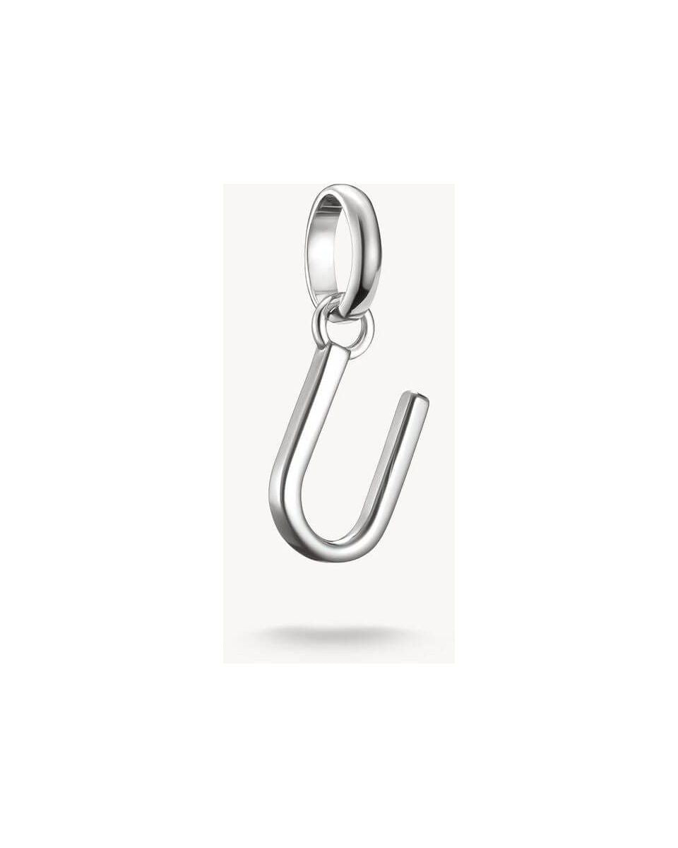 Pendentif charm en argent 925 recyclé en forme de lettre U, parfait pour personnaliser vos bijoux.