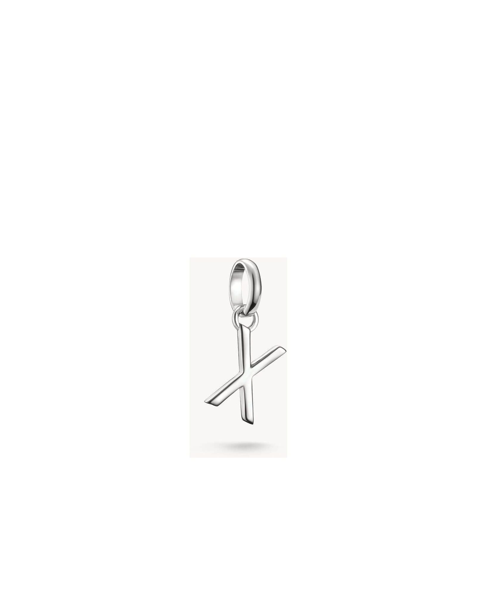 Pendentif charm en argent 925 recyclé en forme de lettre X pour personnaliser vos bijoux.