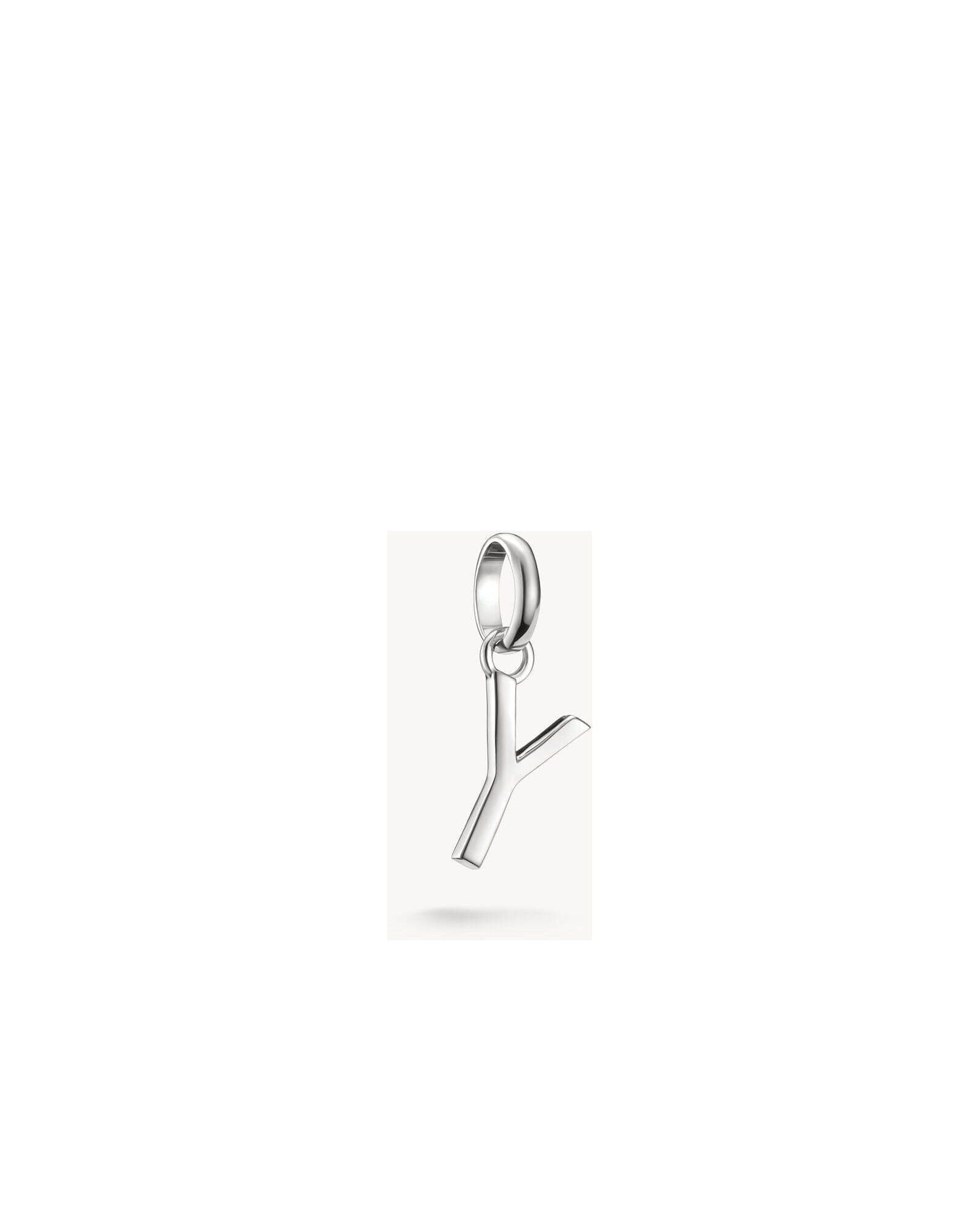 Pendentif charm lettre 'Y' en argent 925 recyclé, design rectiligne pour personnaliser bijoux.