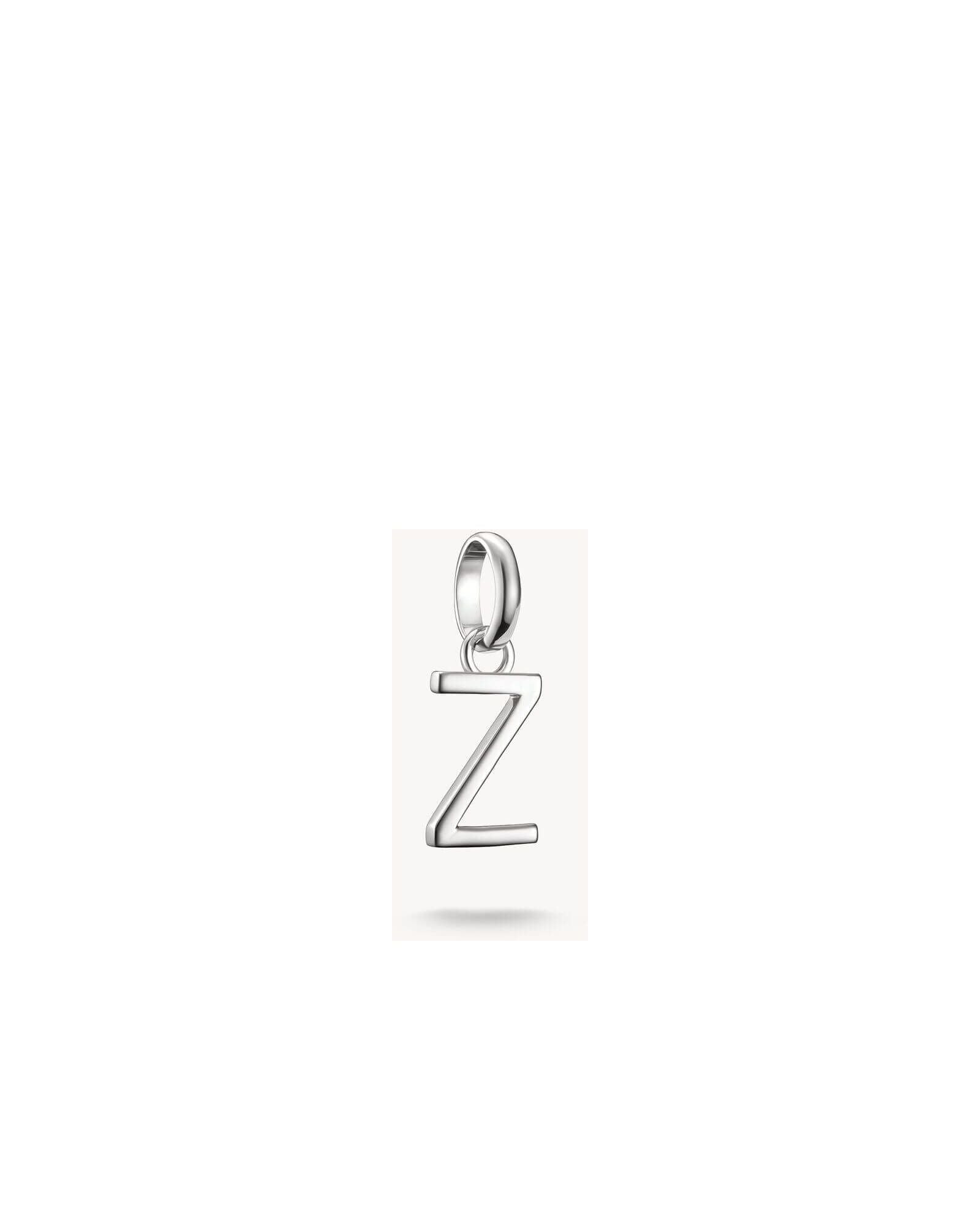 Pendentif charm lettre Z en argent 925 recyclé, design stylisé pour personnaliser vos bijoux.