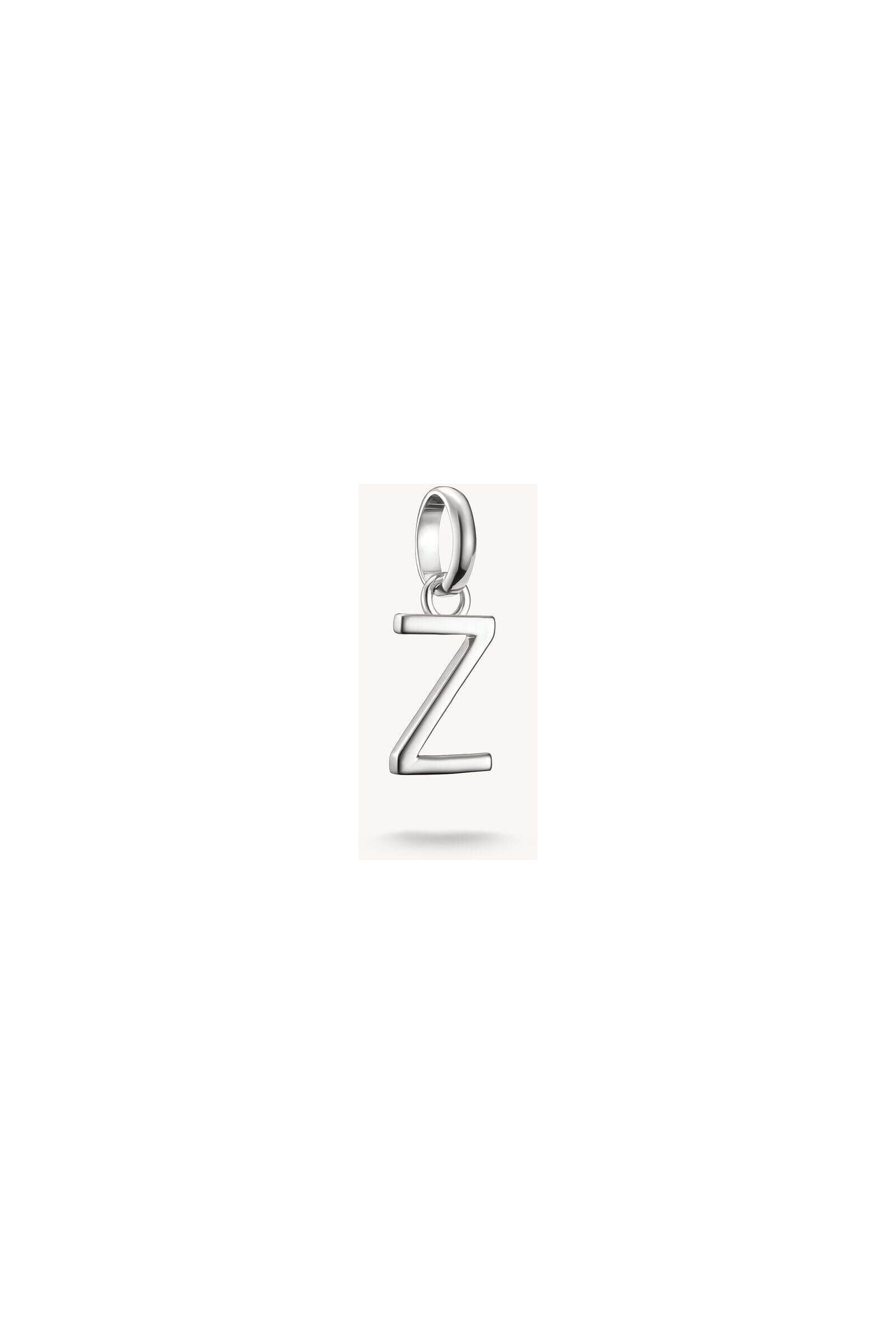 Pendentif charm lettre Z en argent 925 recyclé, design stylisé pour personnaliser vos bijoux.