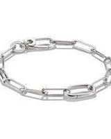 Bracelet en argent 925 avec design paperclip et Connect Link, moderne et élégant.