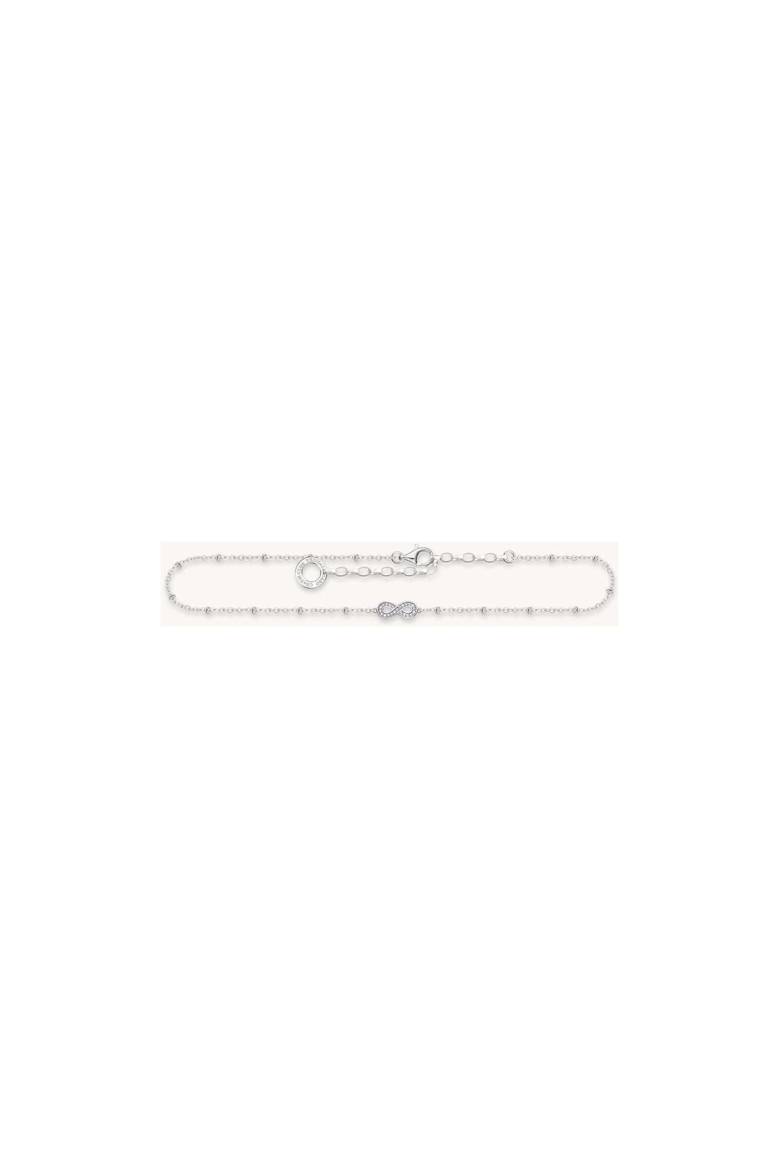 Chaîne de cheville en argent 925 avec symbole infini et oxydes de zirconium, ajustable de 22 à 27 cm.