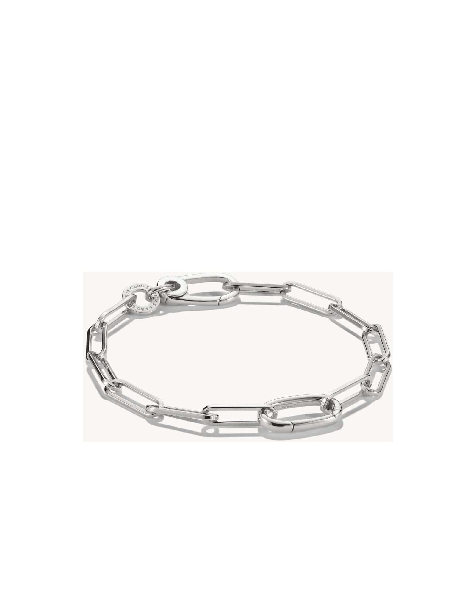 Bracelet charm en argent 925 avec design paperclip moderne et connect link pour personnaliser vos charms.