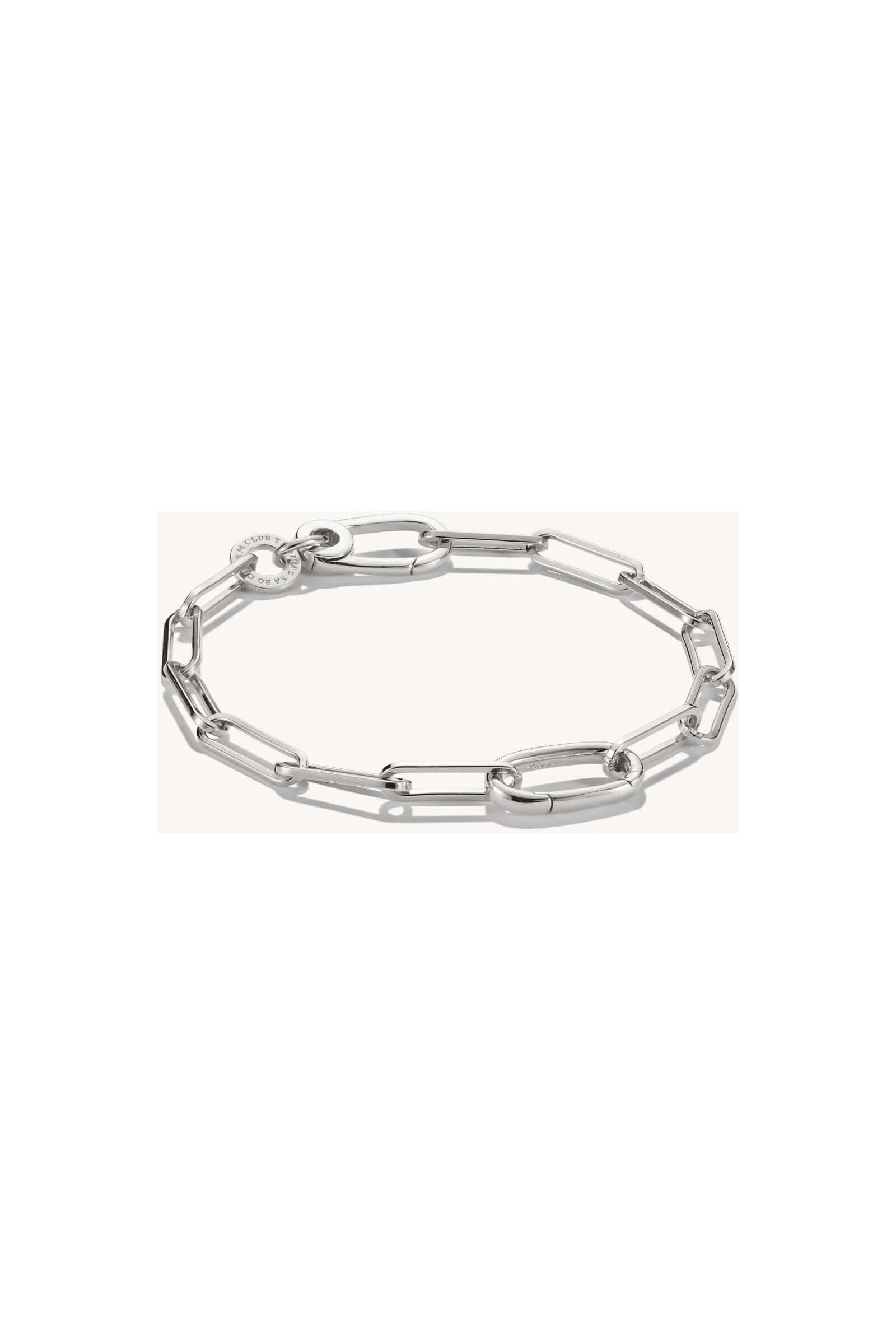 Bracelet charm en argent 925 avec design paperclip moderne et connect link pour personnaliser vos charms.