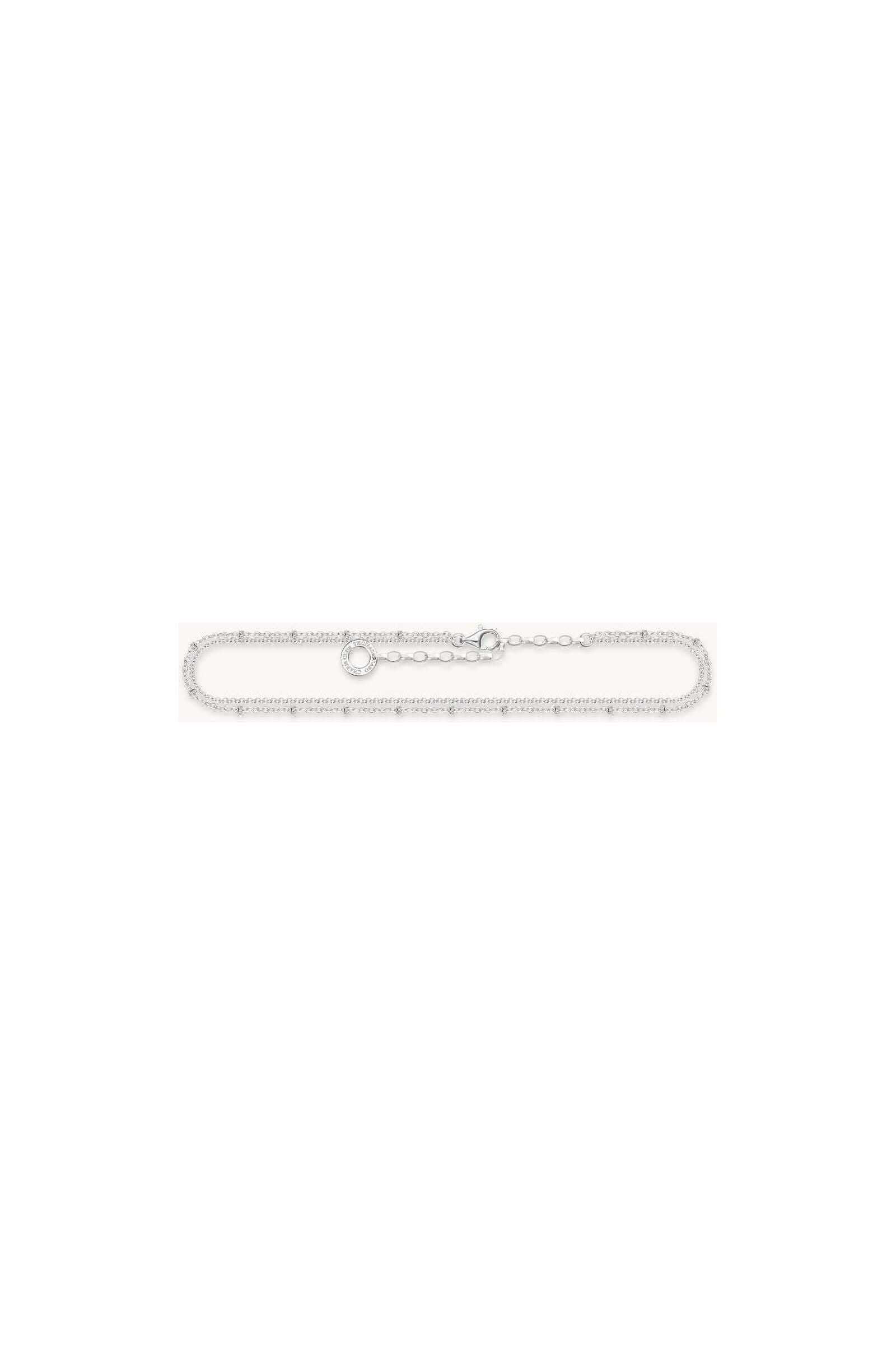 Chaîne de cheville double en argent sterling 925 avec maille jaseron et maillons forçat, ajustable de 22 à 27 cm.