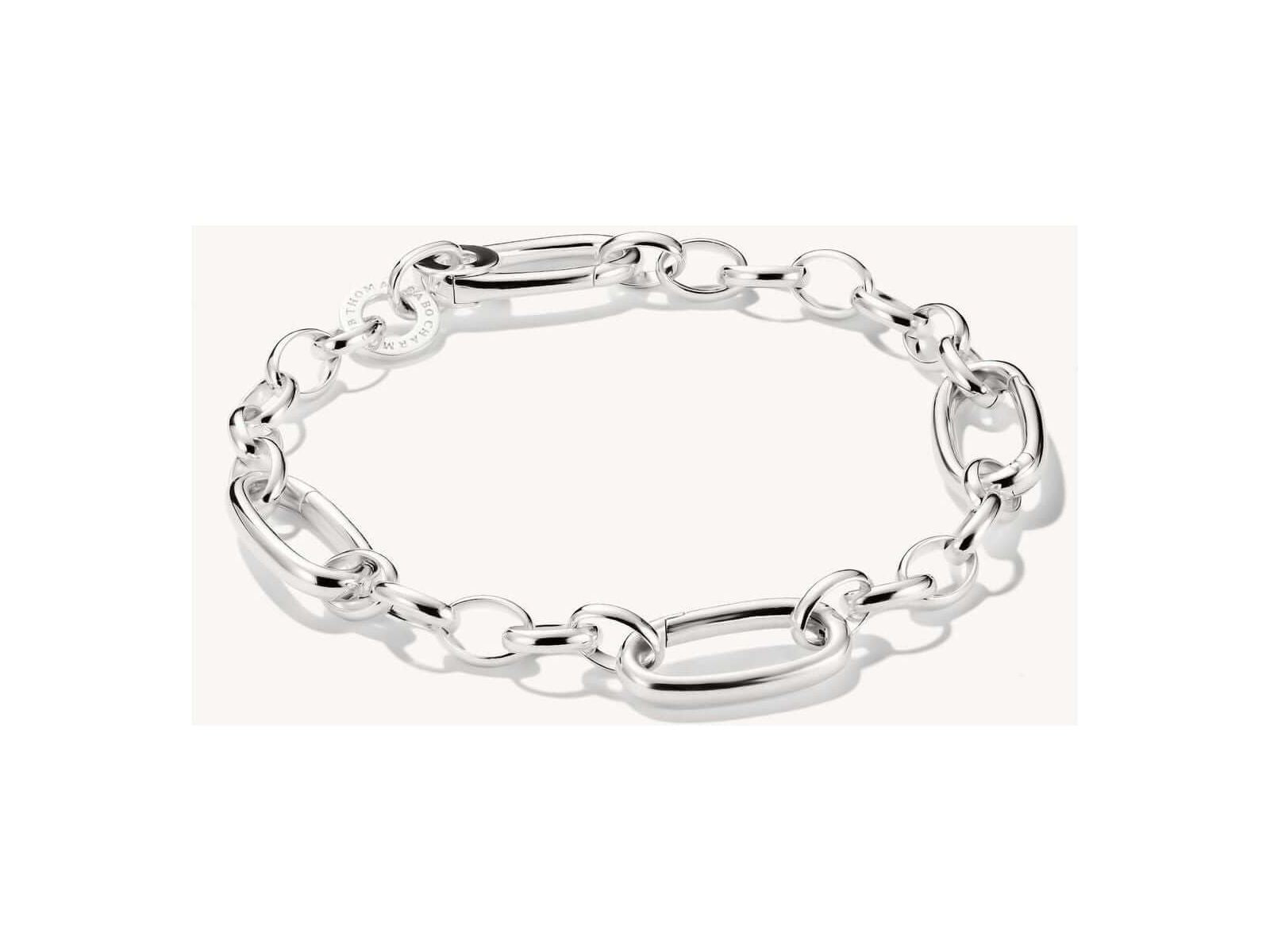 Bracelet charm en argent 925 avec trois Connect Links, design élégant et sophistiqué avec maillons ovales.