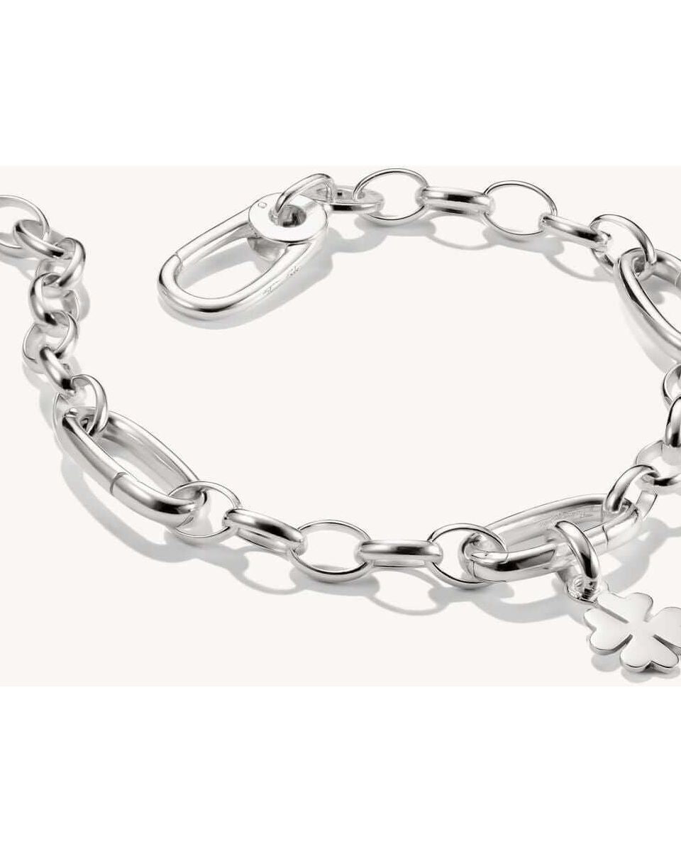 Bracelet charm en argent 925 recyclé avec trois Connect Links et breloque unique, élégant et personnalisable.