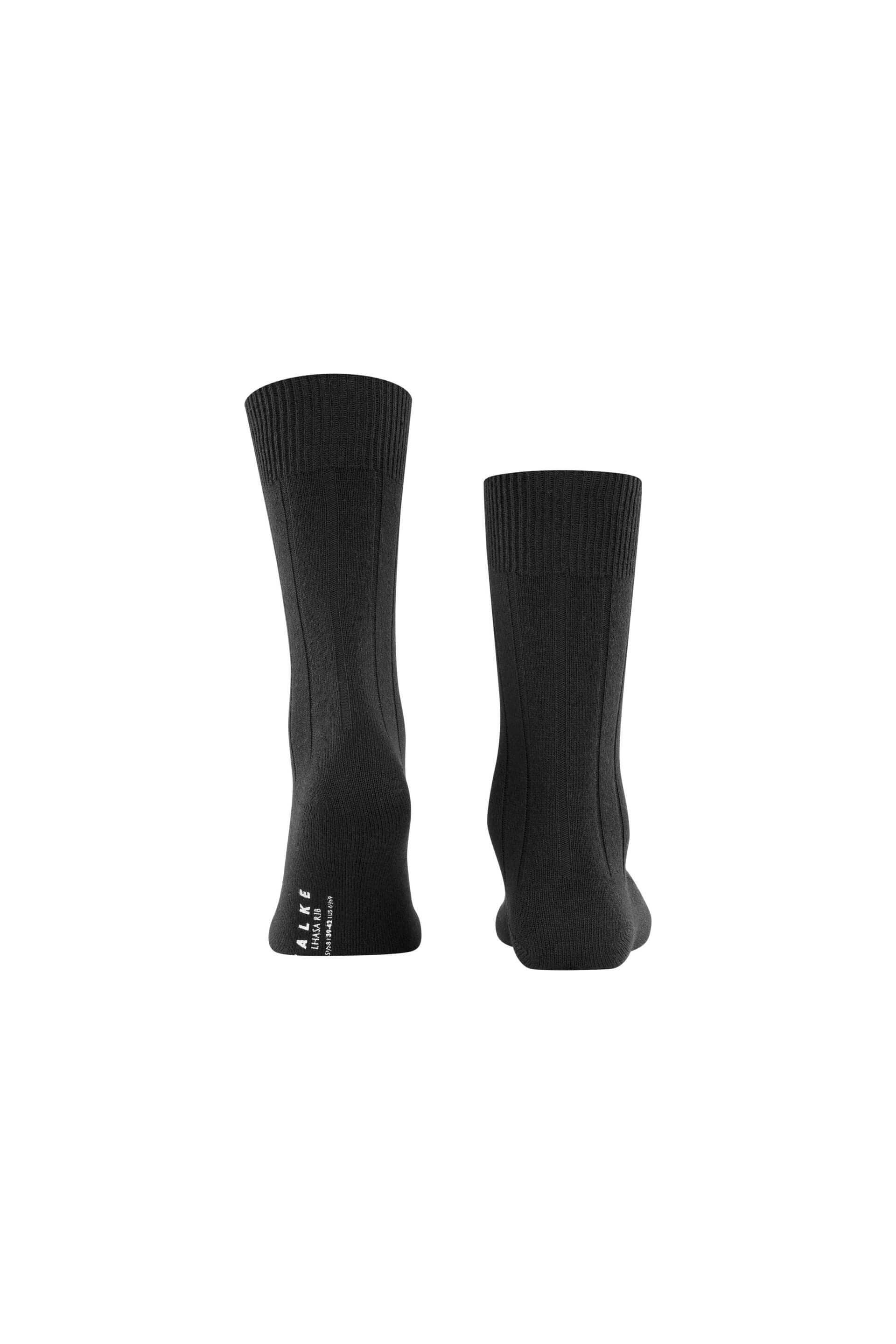 Chaussettes Lhasa rib en laine mérinos et cachemire, confortables et durables, couleur noire.