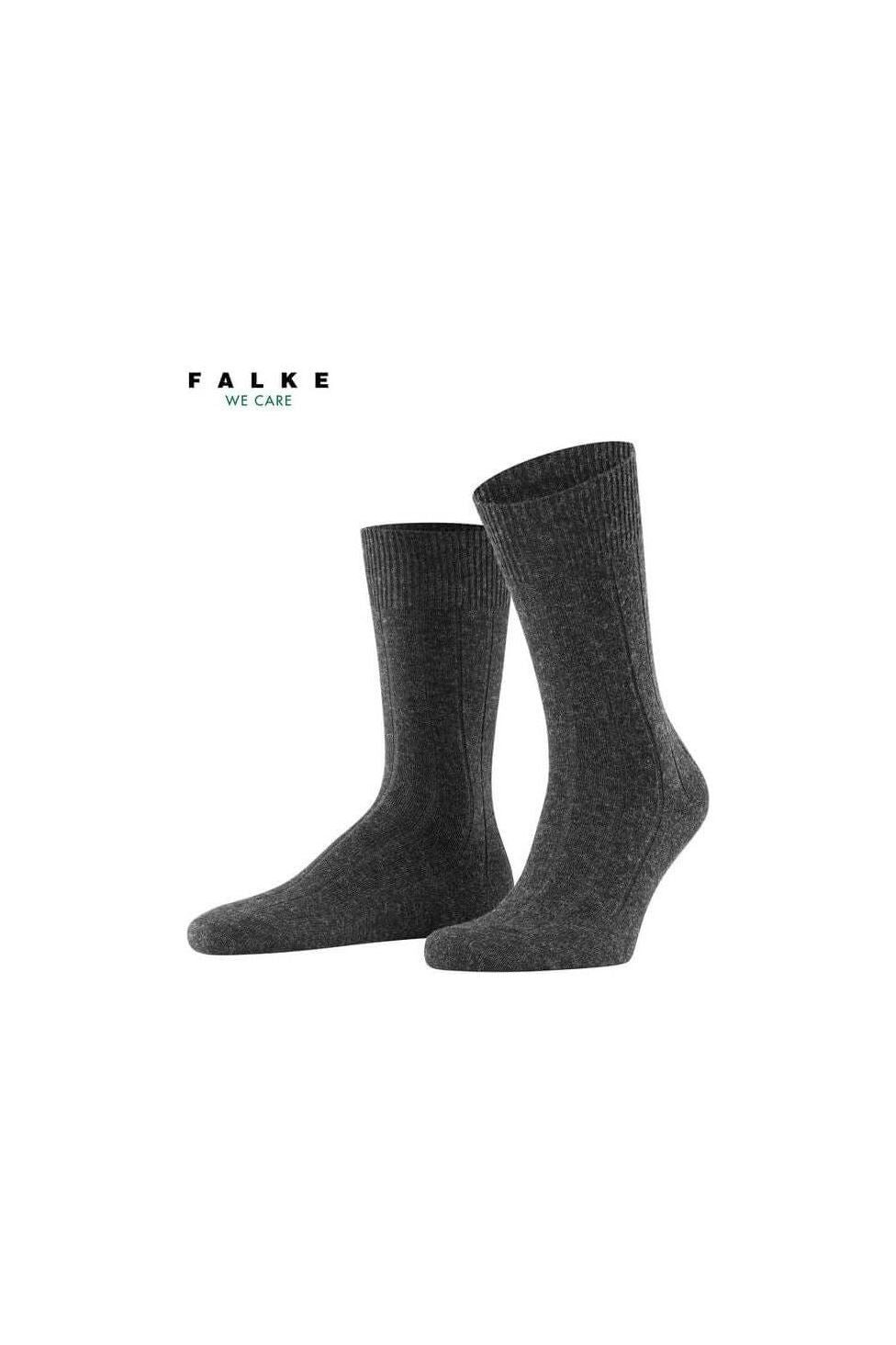 Chaussettes Lhasa rib en laine et cachemire, offrant confort et durabilité, de couleur gris, présentation en paire.