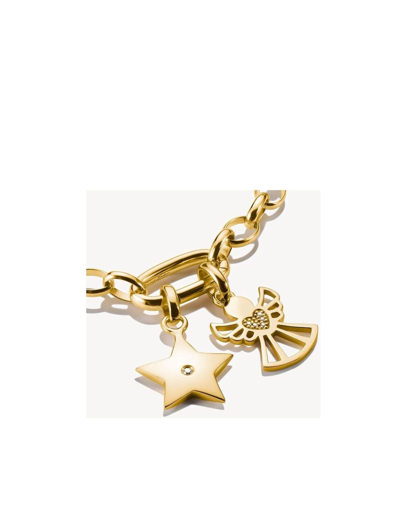 Pendentif charm étoile et ange, plaqué or, avec zircon blanc, élégant pour bracelets et colliers.