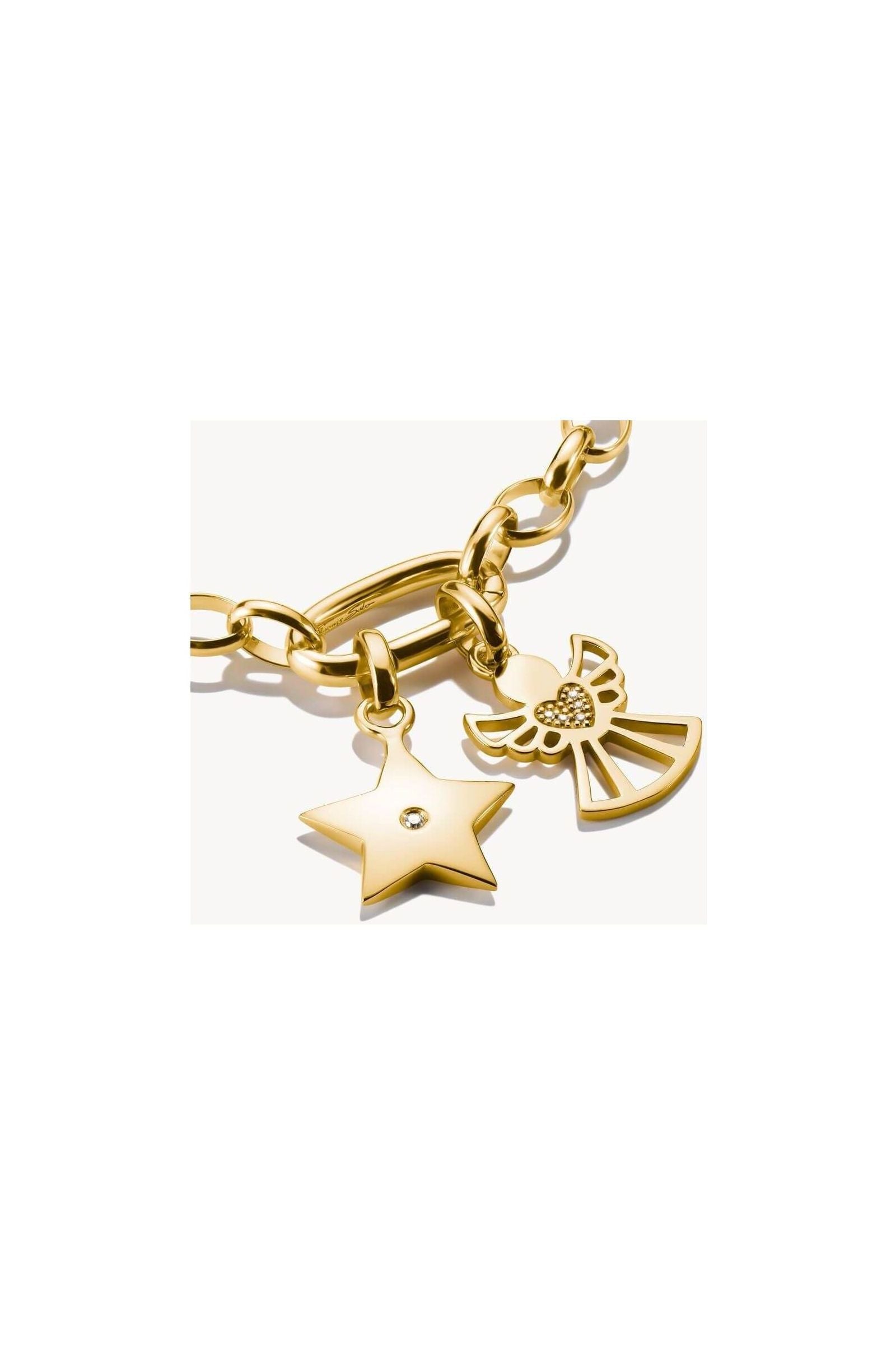 Pendentif charm étoile et ange, plaqué or, avec zircon blanc, élégant pour bracelets et colliers.