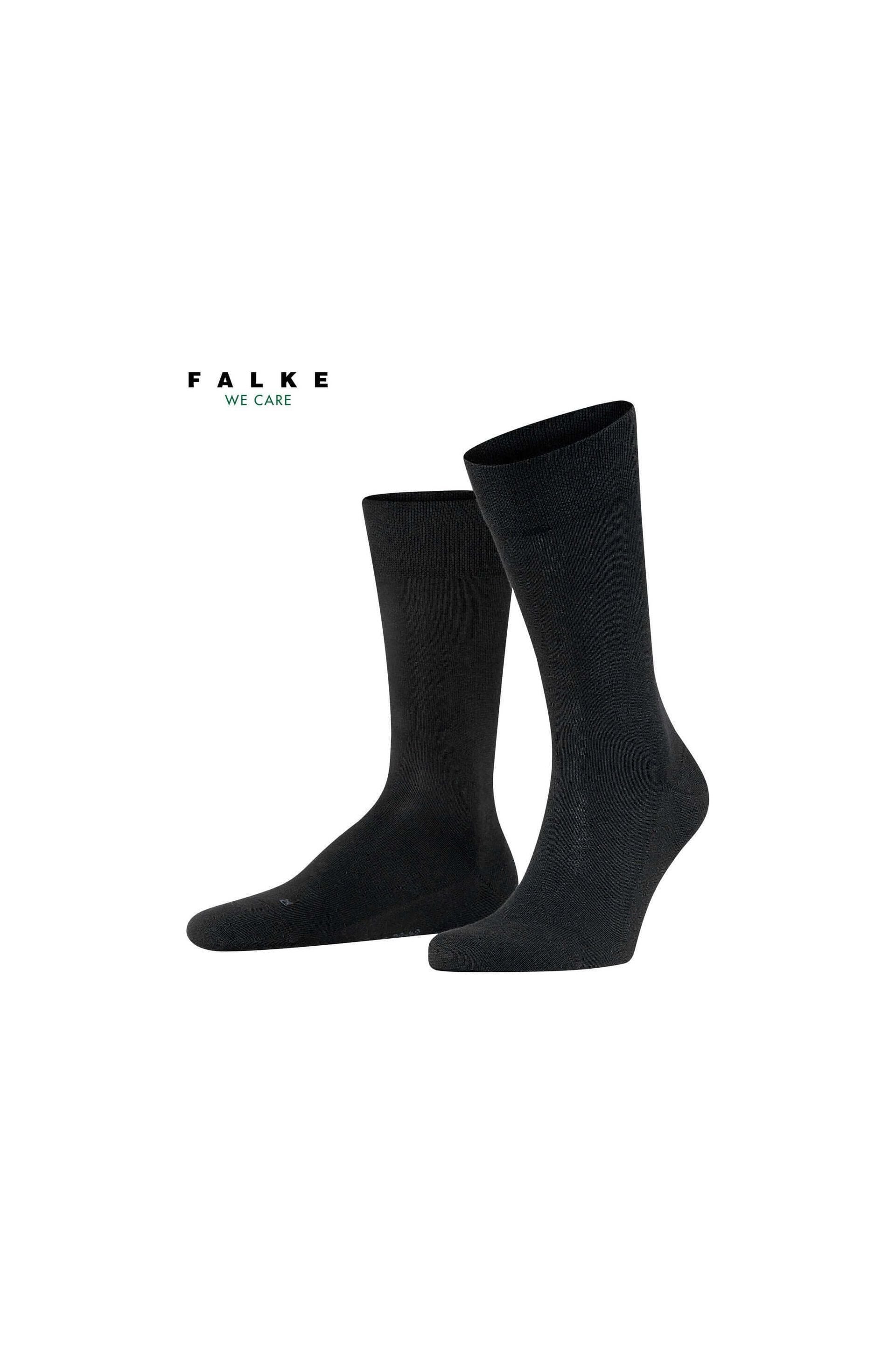 Chaussettes noires FALKE WE CARE pour hommes, conçues pour le confort et la protection des pieds sensibles.