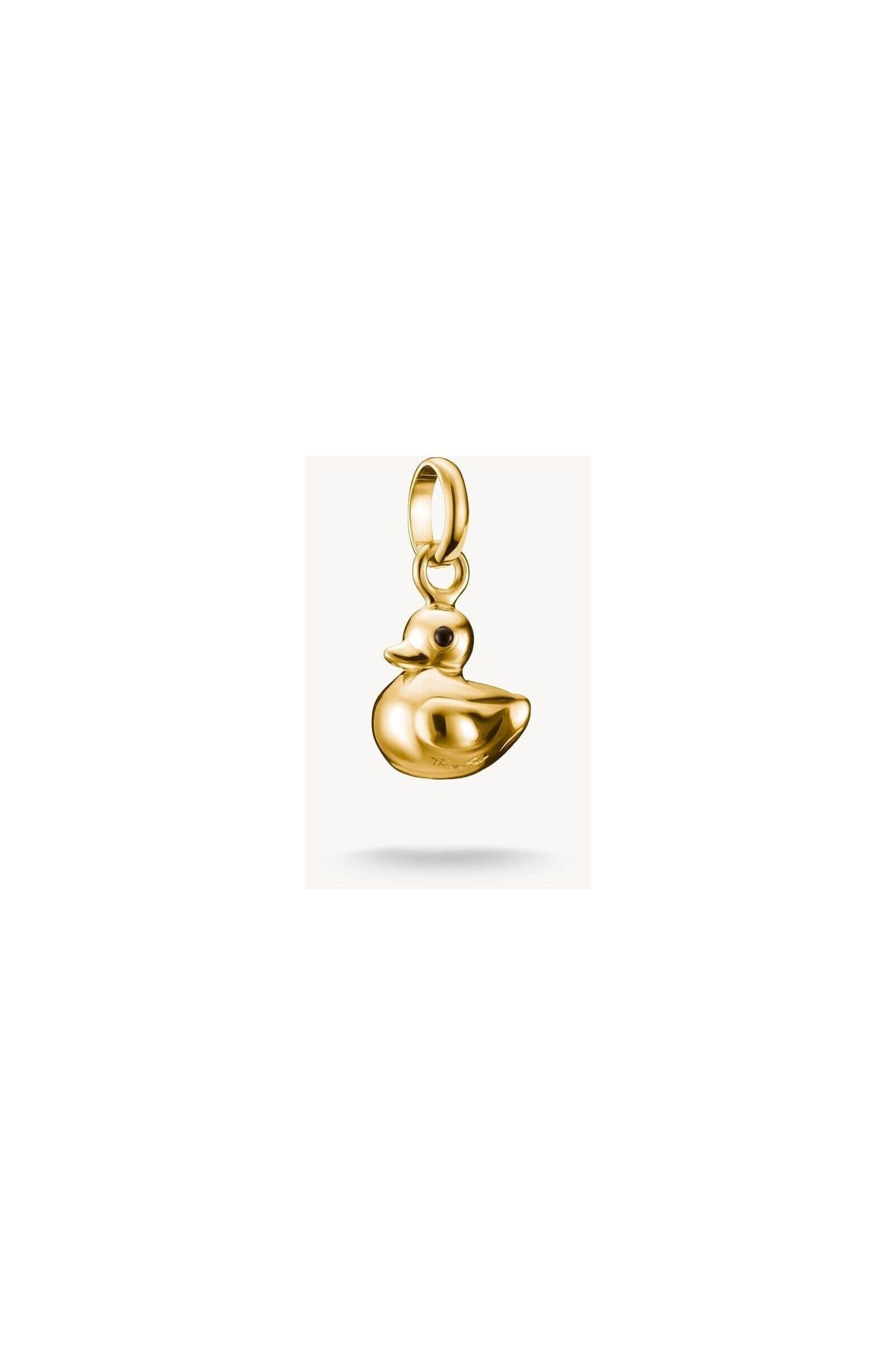 Pendentif charm canard en plaqué or 18 carats, idéal pour personnaliser bijoux avec une touche de gaieté.