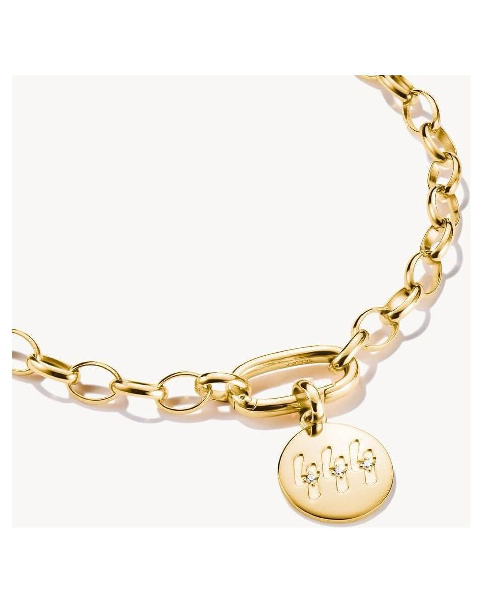 Pendentif charm angélique numéro 444 avec pierres blanches, chaîne en or plaqué 18 carats, élégant et symbolique.