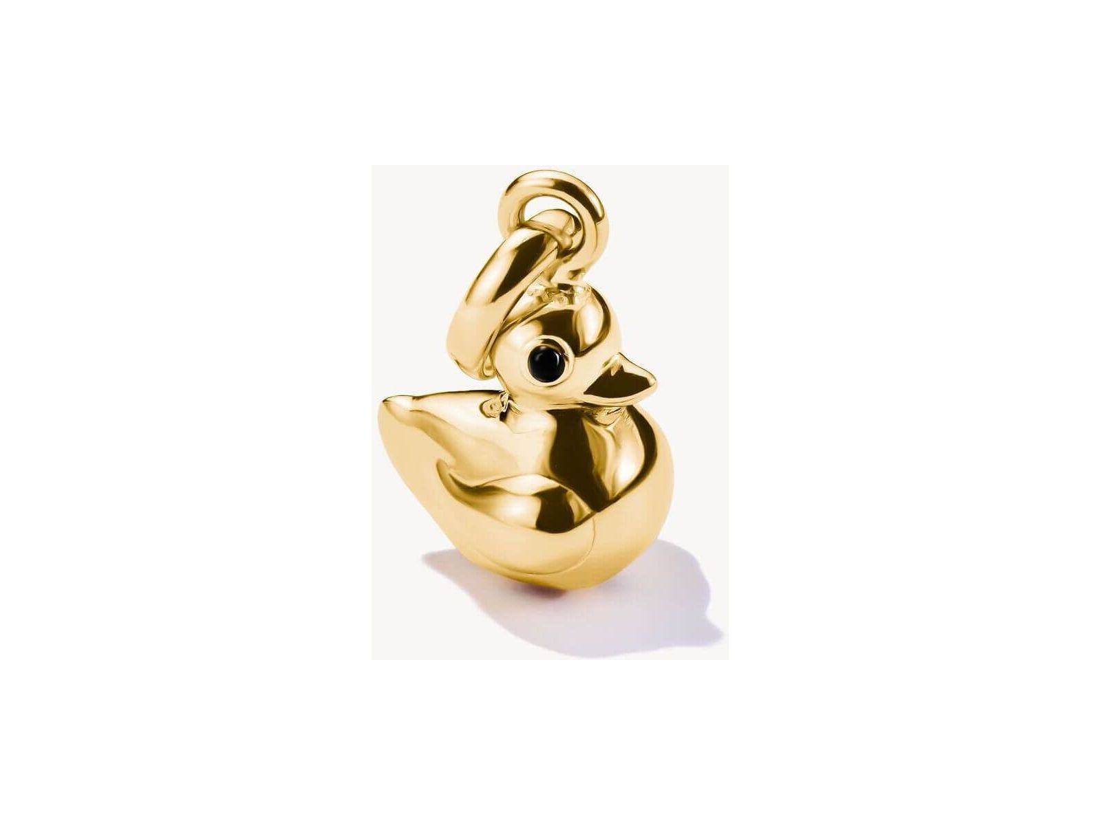 Charm pendentif en forme de canard en plaqué or, idéal pour personnaliser bijoux comme bracelets ou colliers.