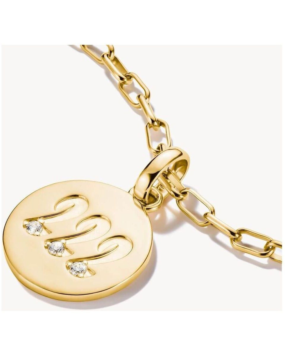 Pendentif charm angélique 222 en plaqué or avec trois pierres blanches, symbole d'harmonie et d'élégance.