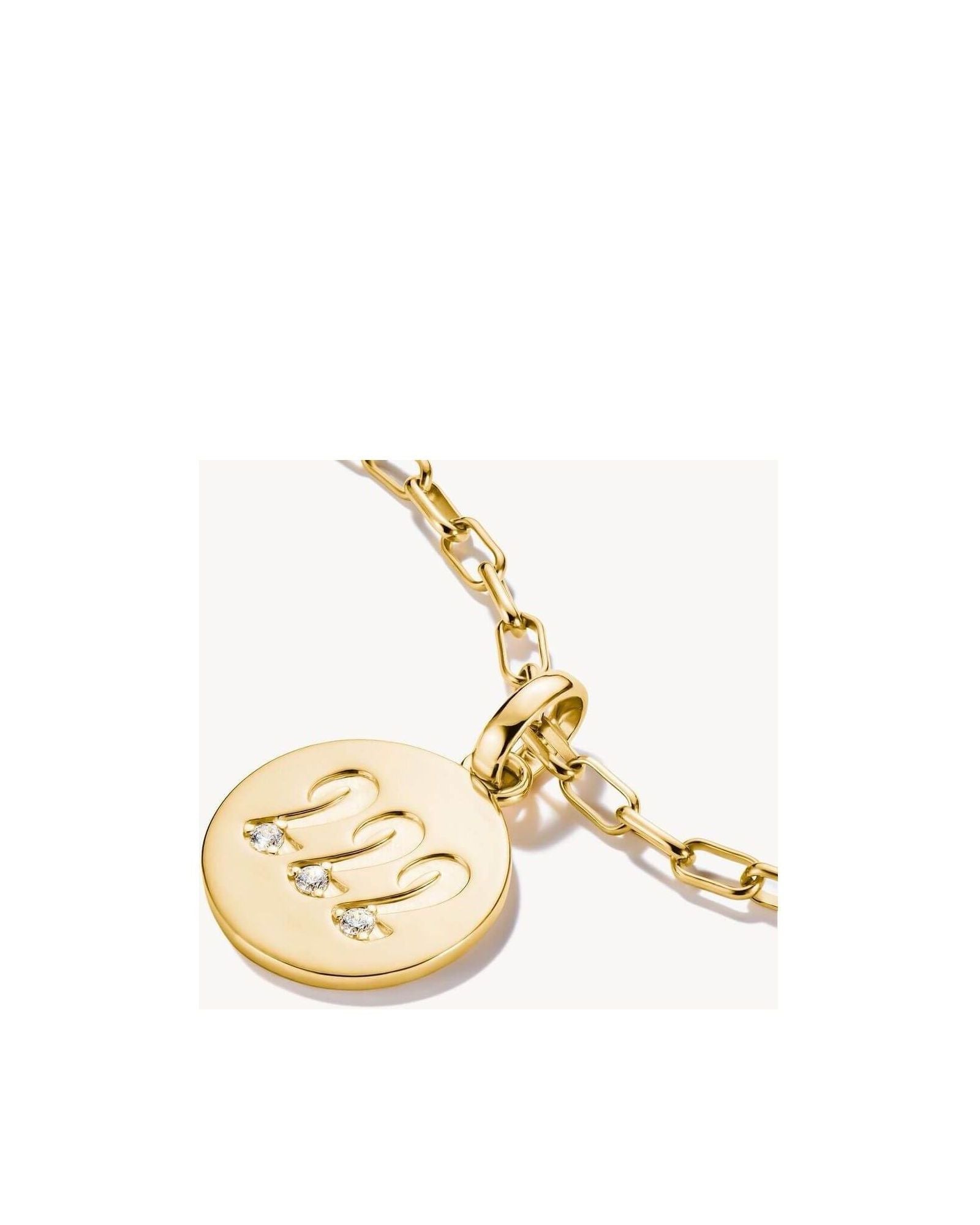 Pendentif charm angélique 222 en plaqué or avec trois pierres blanches, symbole d'harmonie et d'élégance.