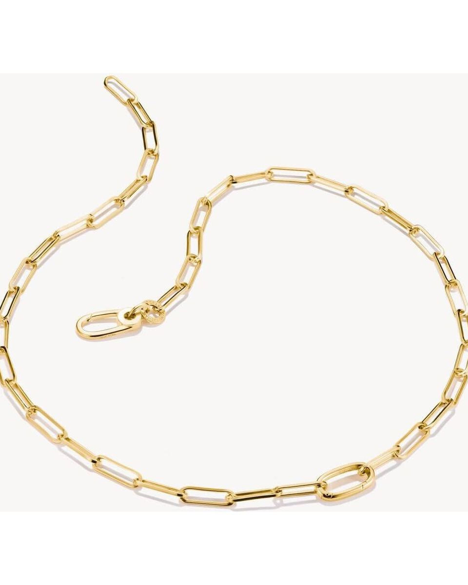 Collier Charm Paperclip en or plaqué avec maillons délicats et fermoir mousqueton.