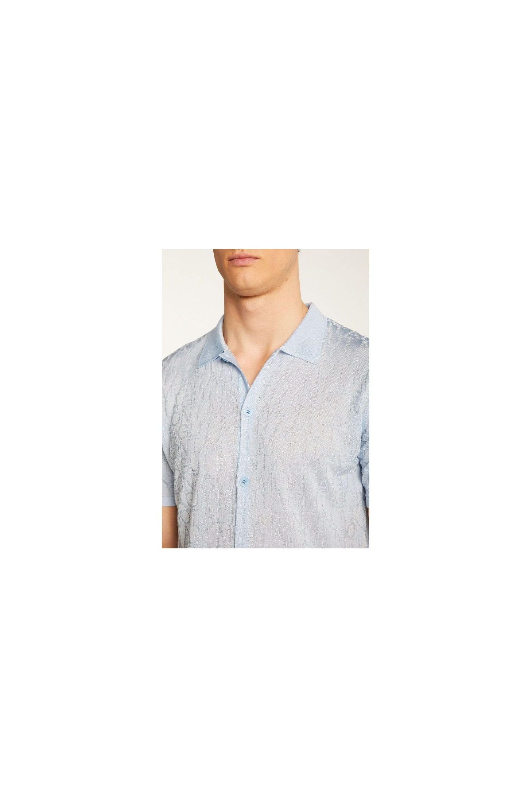 Chemise Matthew en polyamide léger avec motif texturé, pour homme, couleur bleu, élégante et respirante.