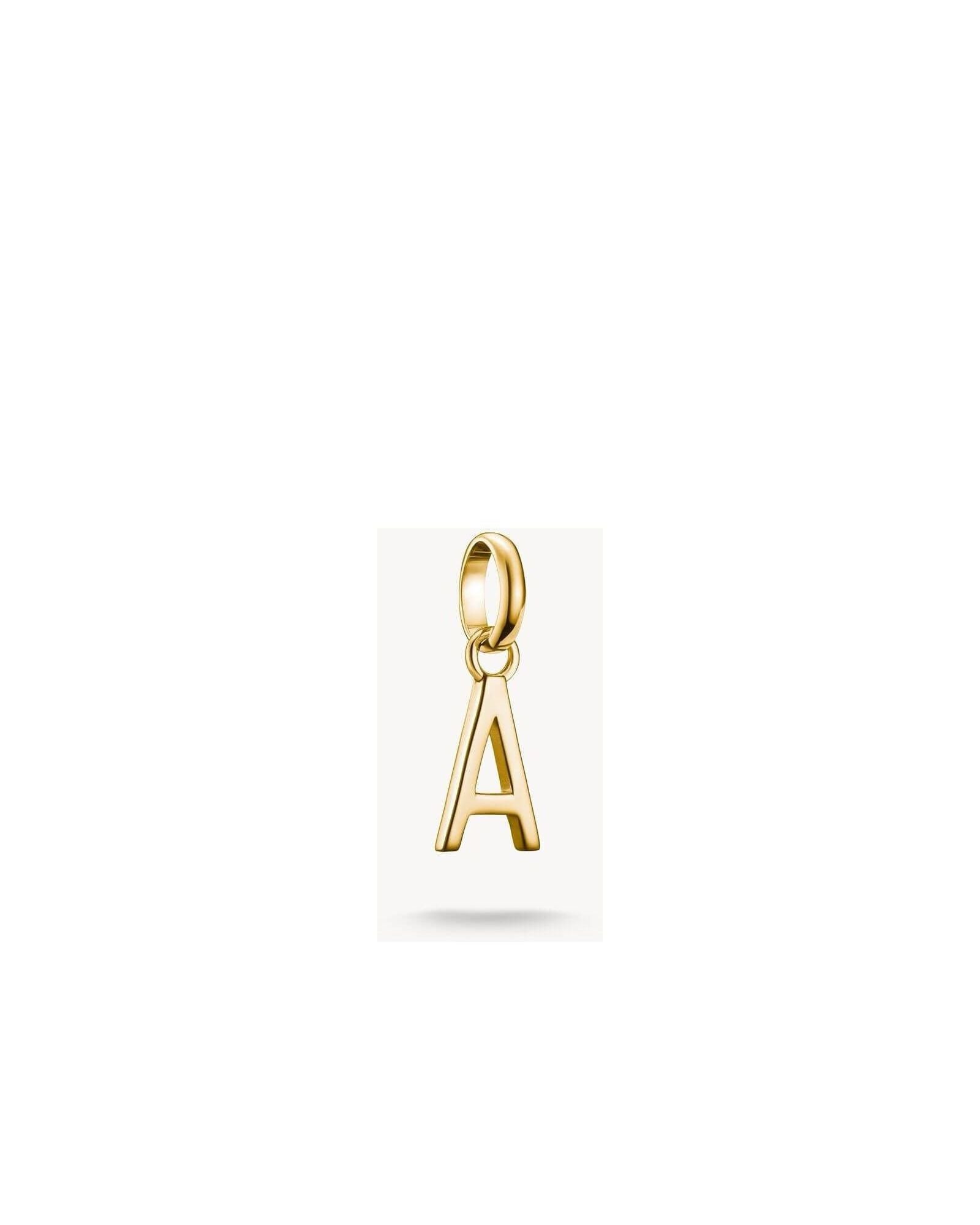 Pendentif charm lettre A en plaqué or 18k, idéal pour personnaliser chaînes ou bracelets.