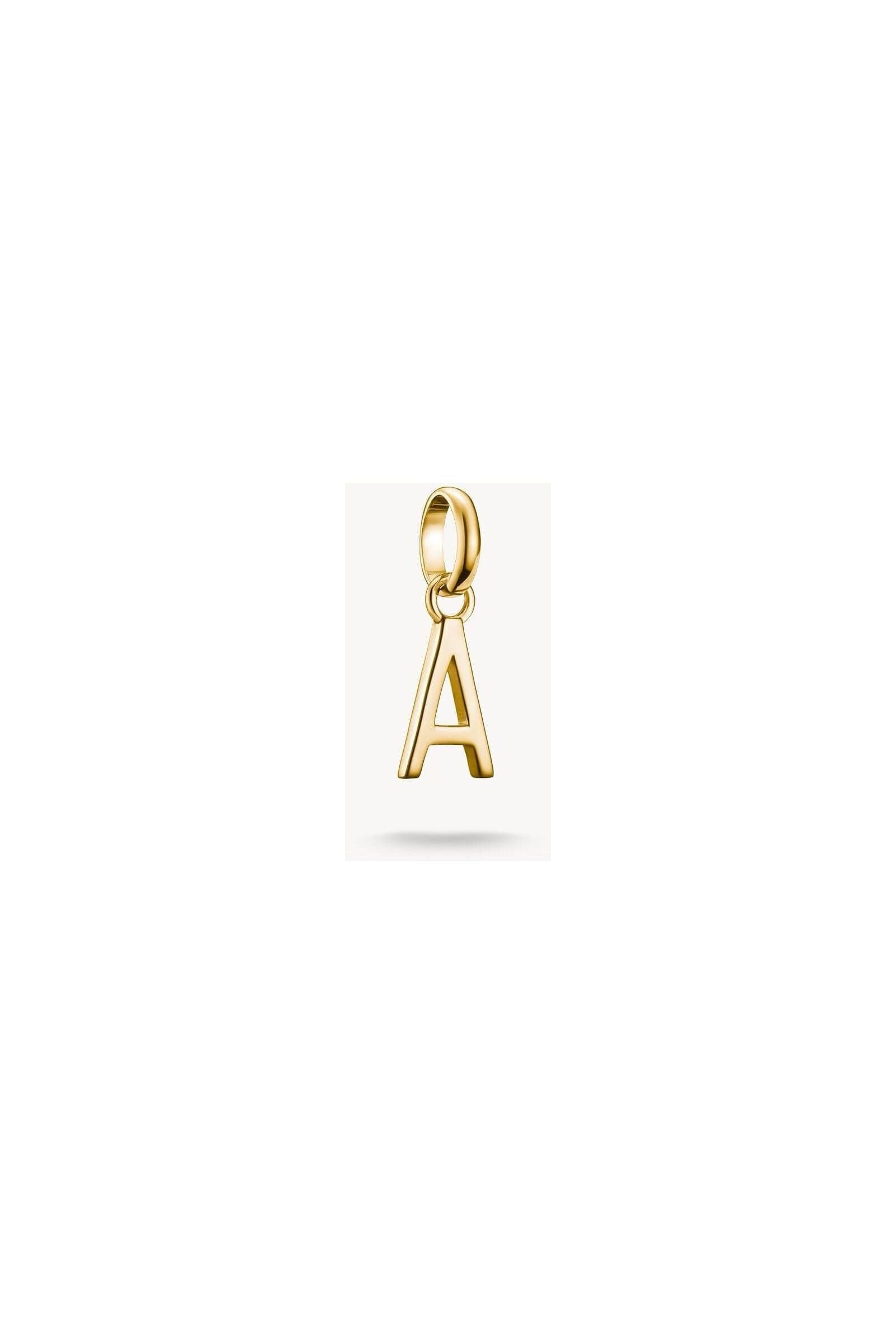 Pendentif charm lettre A en plaqué or 18k, idéal pour personnaliser chaînes ou bracelets.