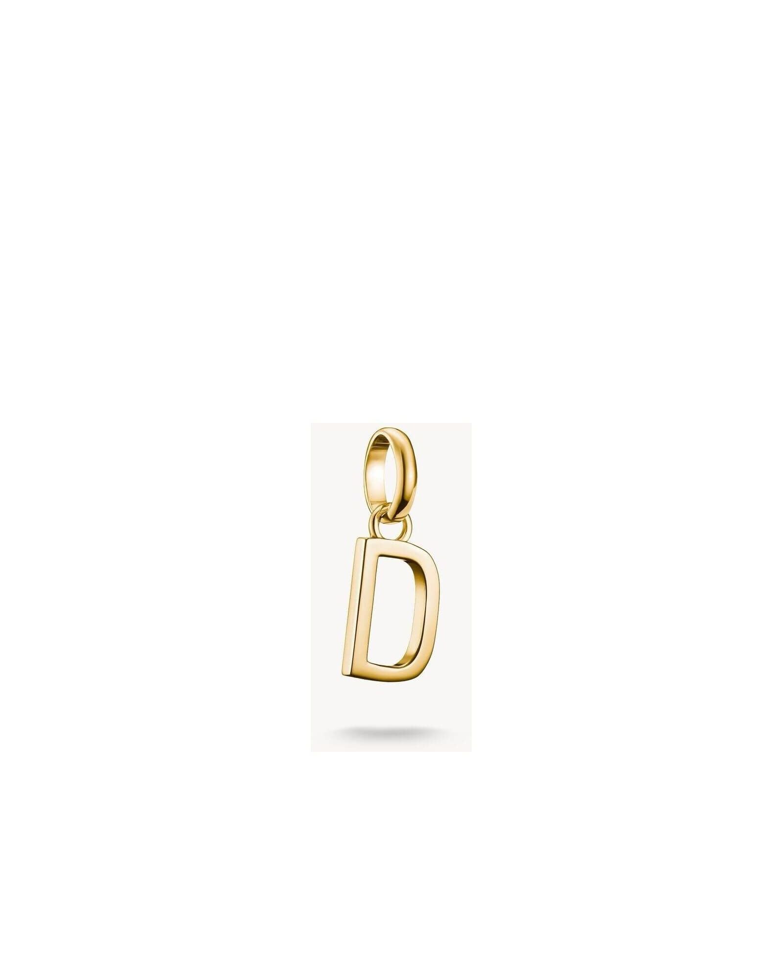 Pendentif charm lettre D en plaqué or, élégant et personnalisé pour bracelets ou chaînes.